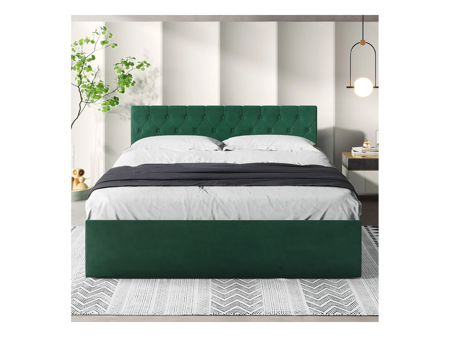 Lit coffre 140 x 200 cm - avec espace de rangement - Vert - Sweiko