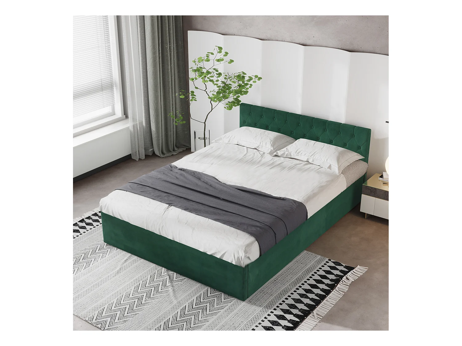 Lit coffre 140 x 200 cm - avec espace de rangement - Vert - Sweiko