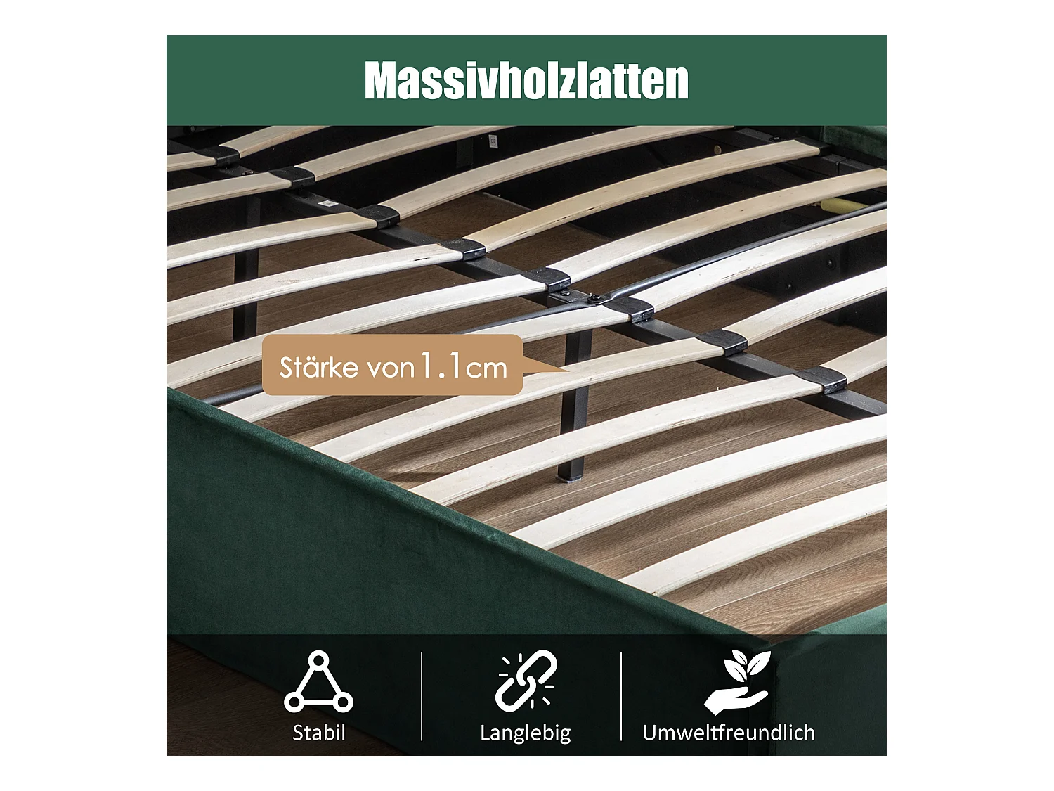 Lit coffre 140 x 200 cm - avec espace de rangement - Vert - Sweiko