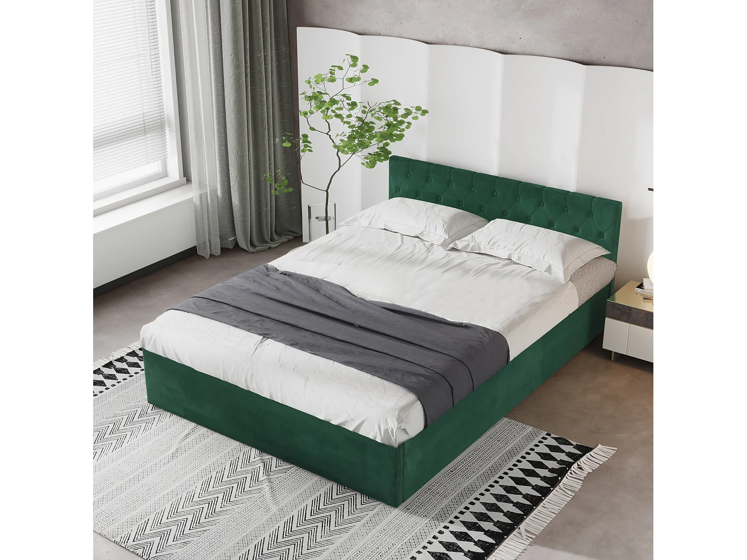 Lit coffre 140 x 200 cm - avec espace de rangement - Vert - Sweiko