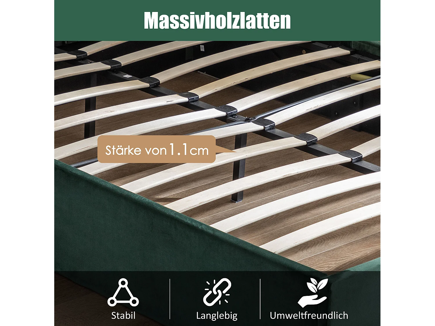 Lit coffre 140 x 200 cm - avec espace de rangement - Vert - Sweiko