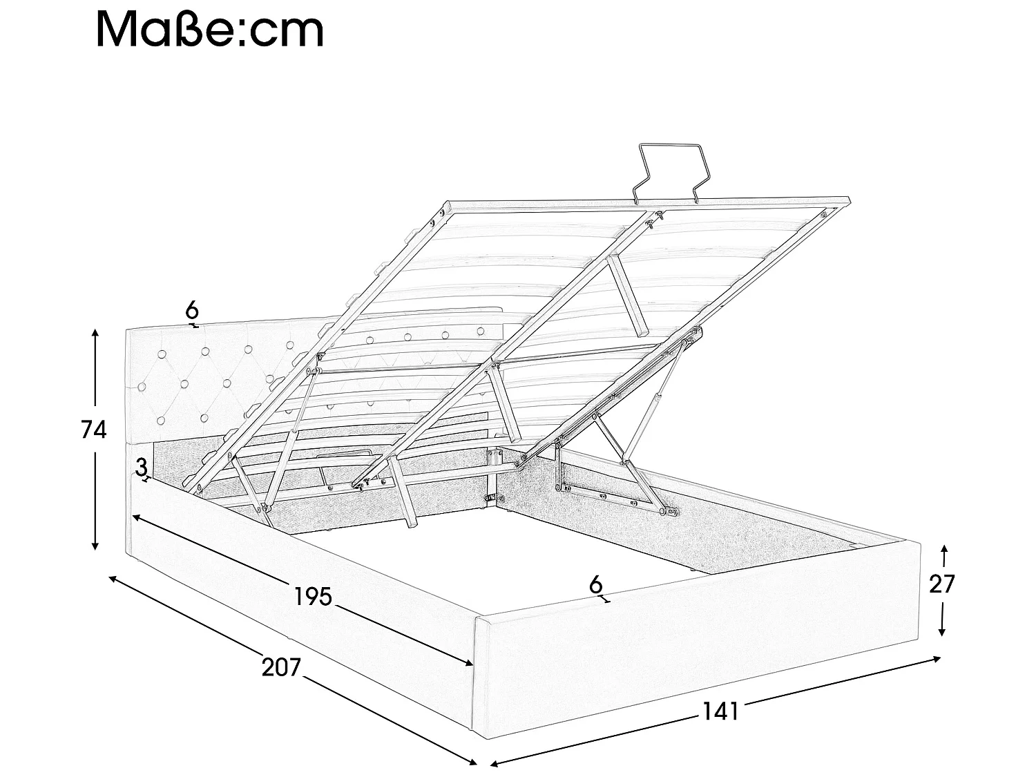 Lit coffre 140 x 200 cm - avec espace de rangement - Vert - Sweiko