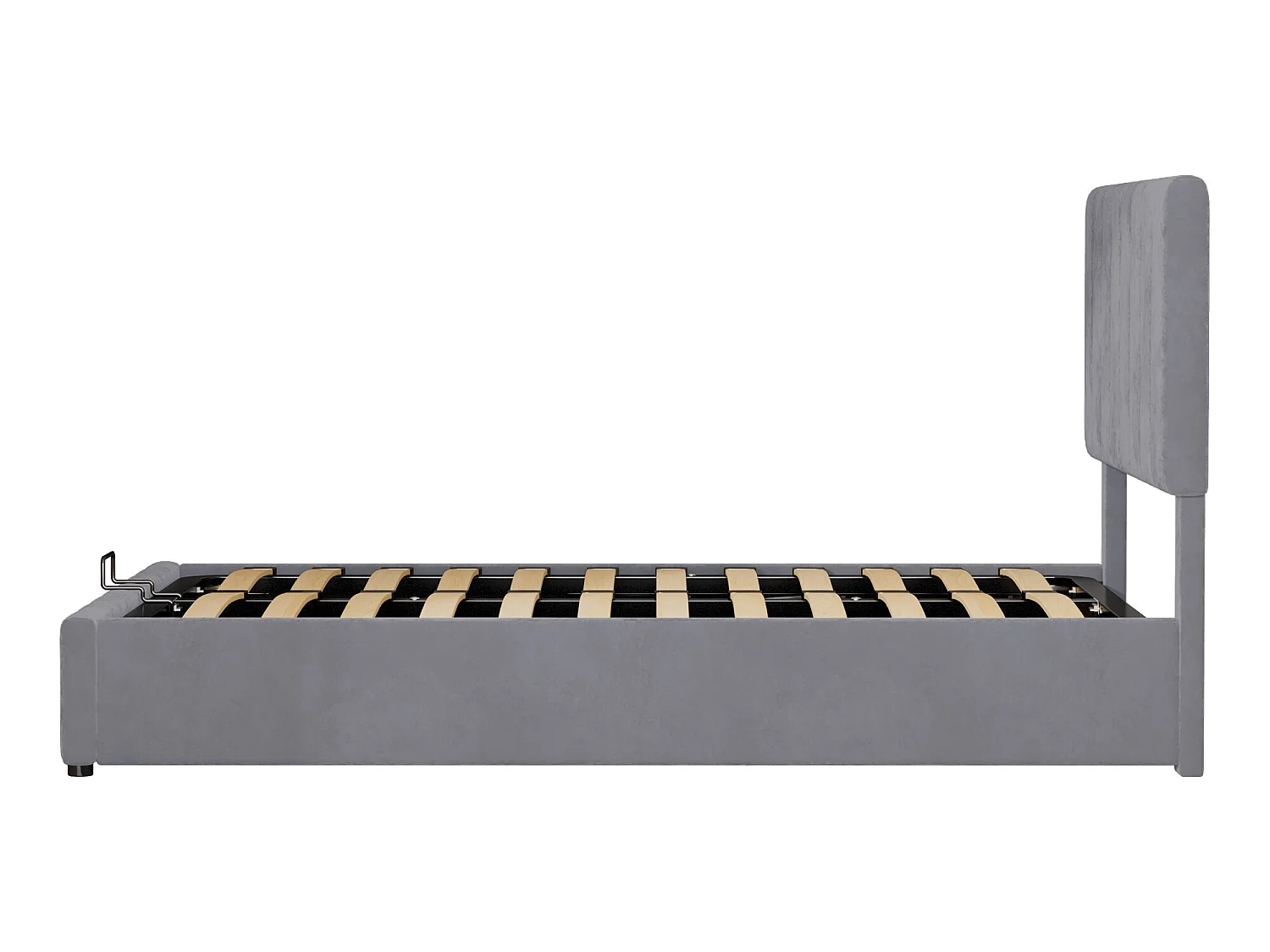 Lit coffre Lit double relevable hydrauliquement - gris 140x200 cm - Sweiko