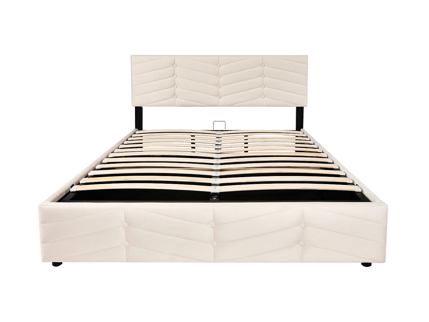 Lit adulte Lit coffre double 140 x 200 cm - Velours beige - Sweiko