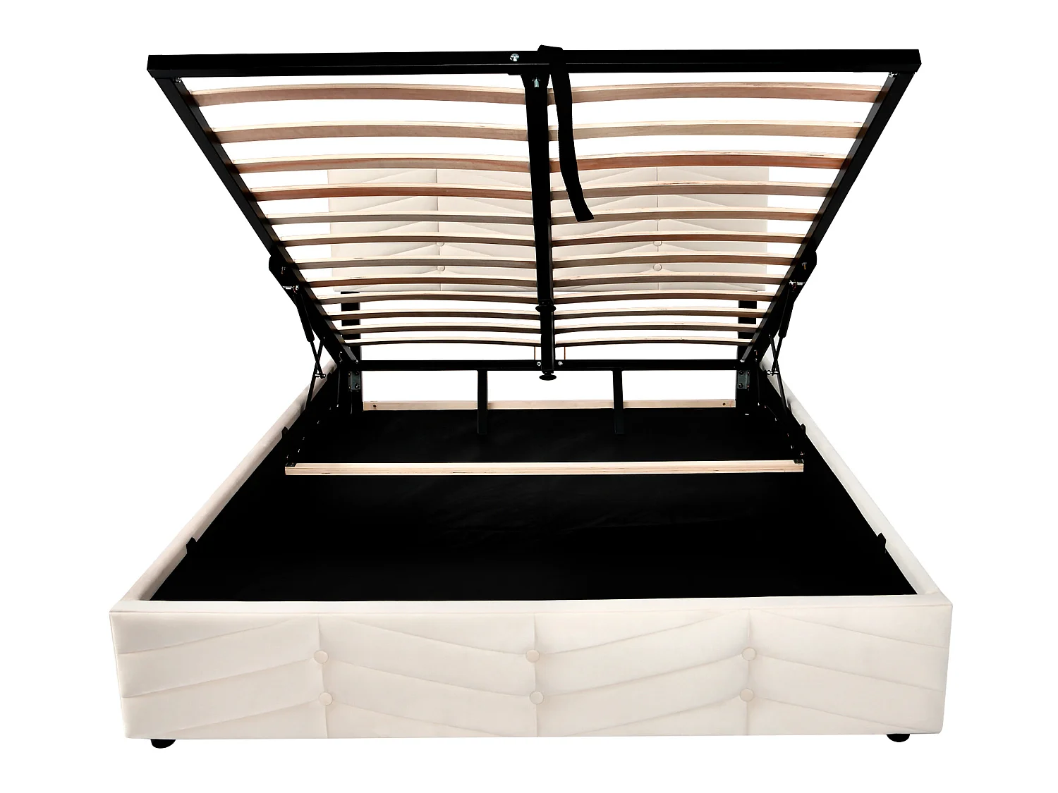 Lit adulte Lit coffre double 140 x 200 cm - Velours beige - Sweiko