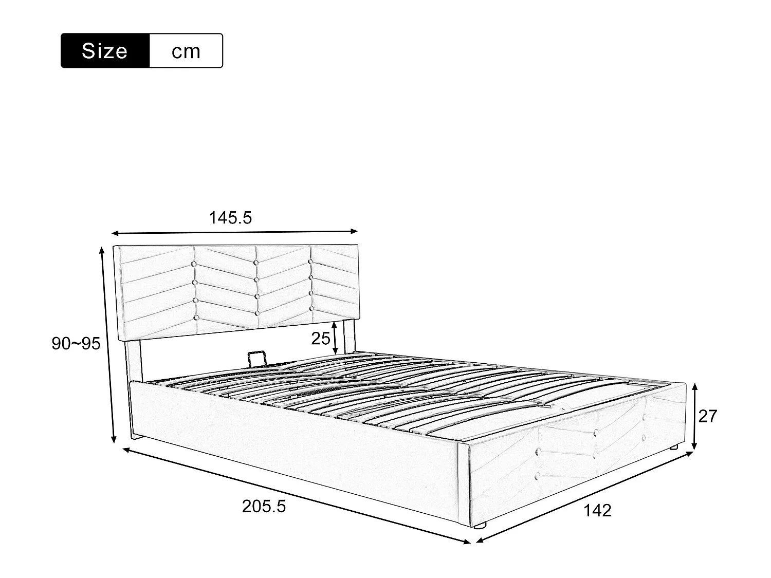 Lit adulte Lit coffre double 140 x 200 cm - Velours beige - Sweiko