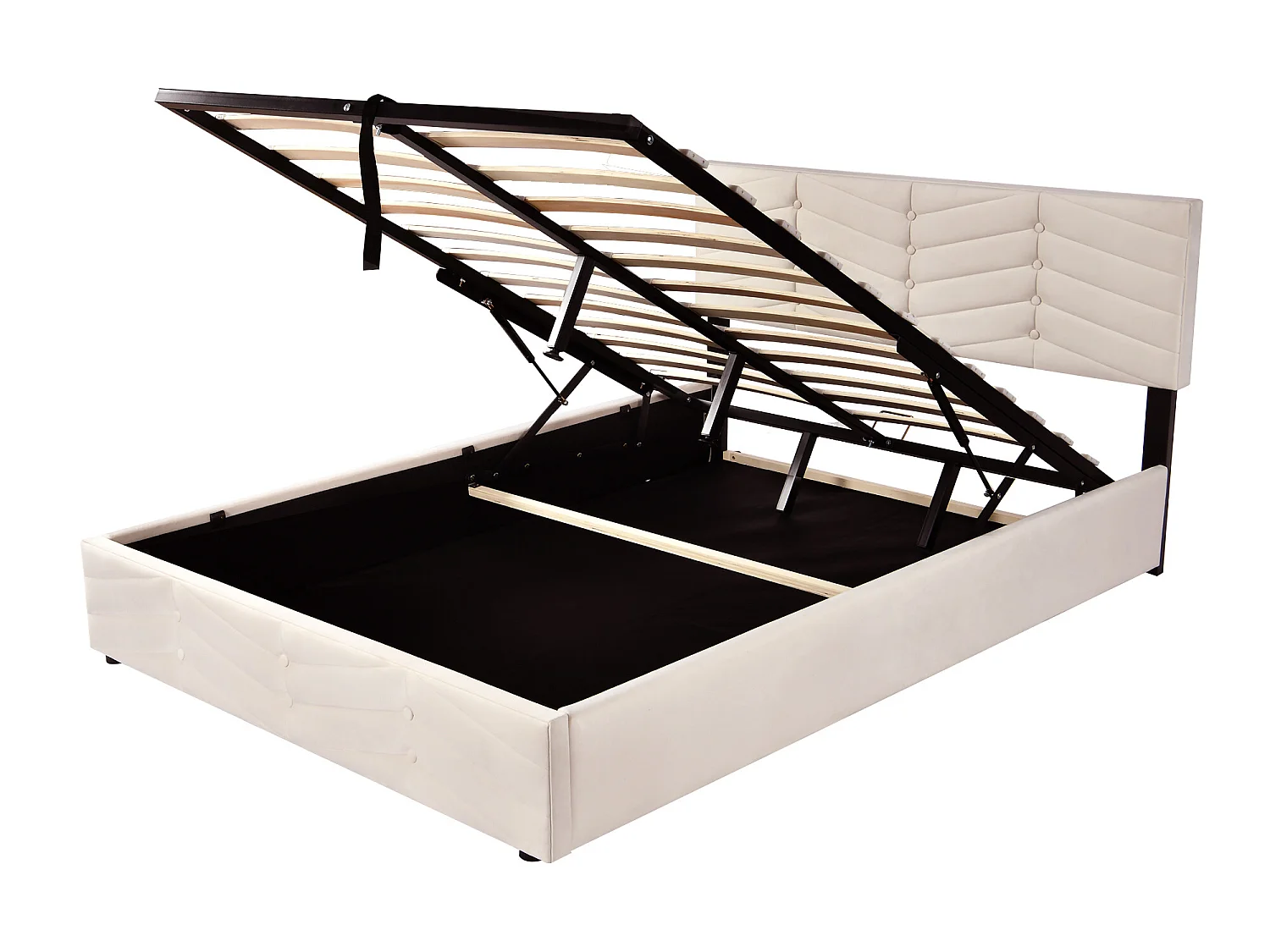 Lit adulte Lit coffre double 140 x 200 cm - Velours beige - Sweiko