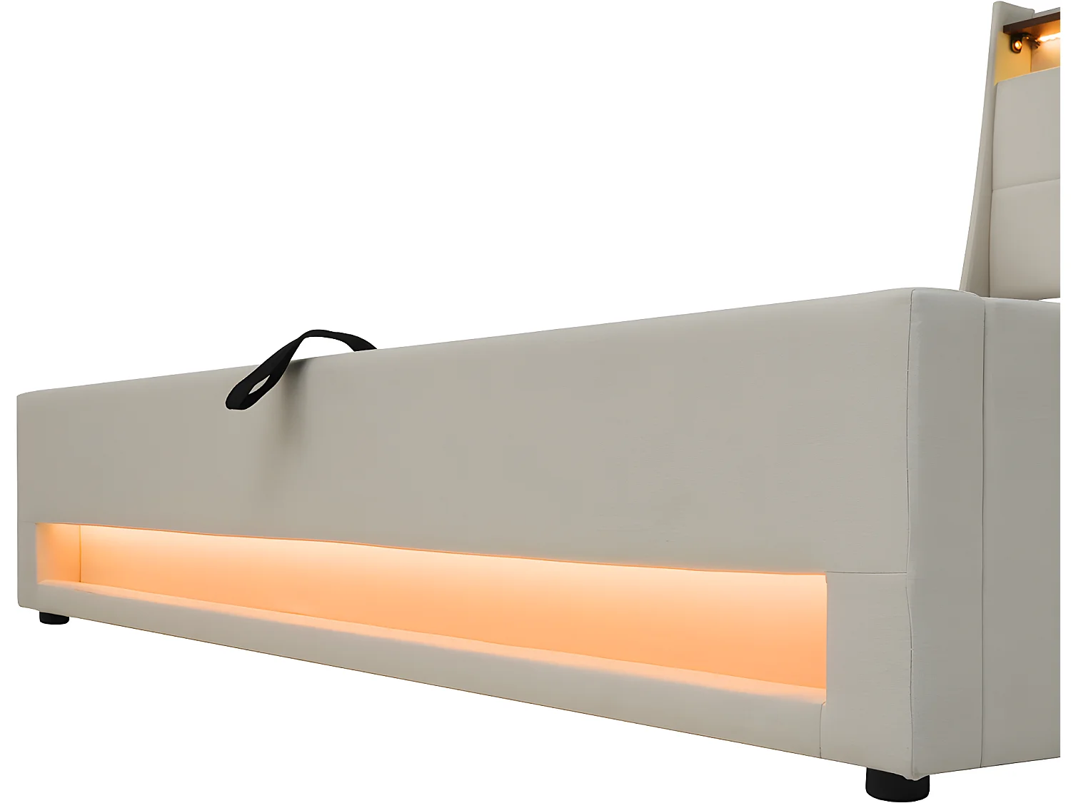 Lit coffre avec chargeur USB et LED - 140 x 200 cm - Beige - Sweiko