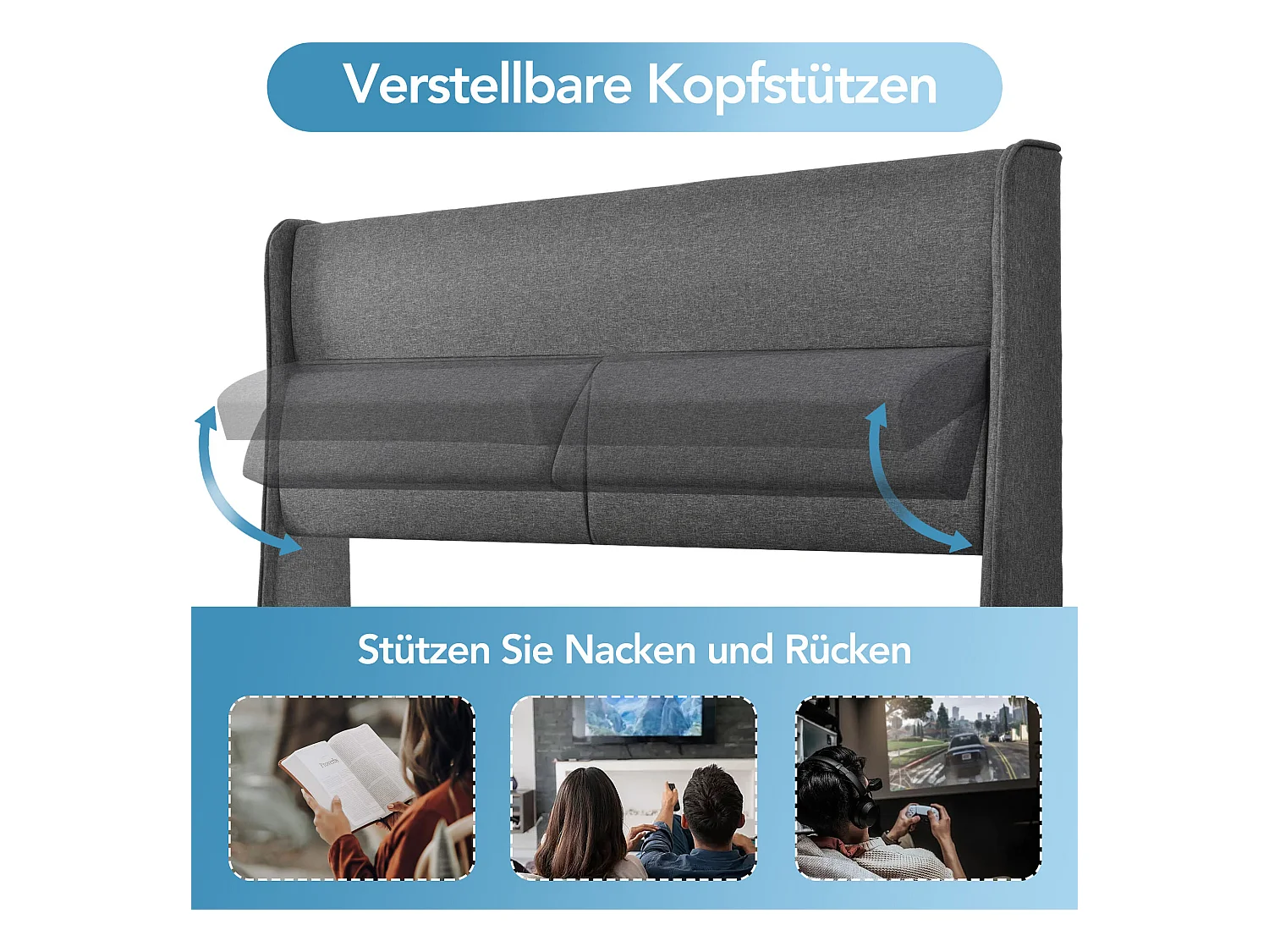 Lit coffre 140 x 200 cm - avec appuie - Sweiko