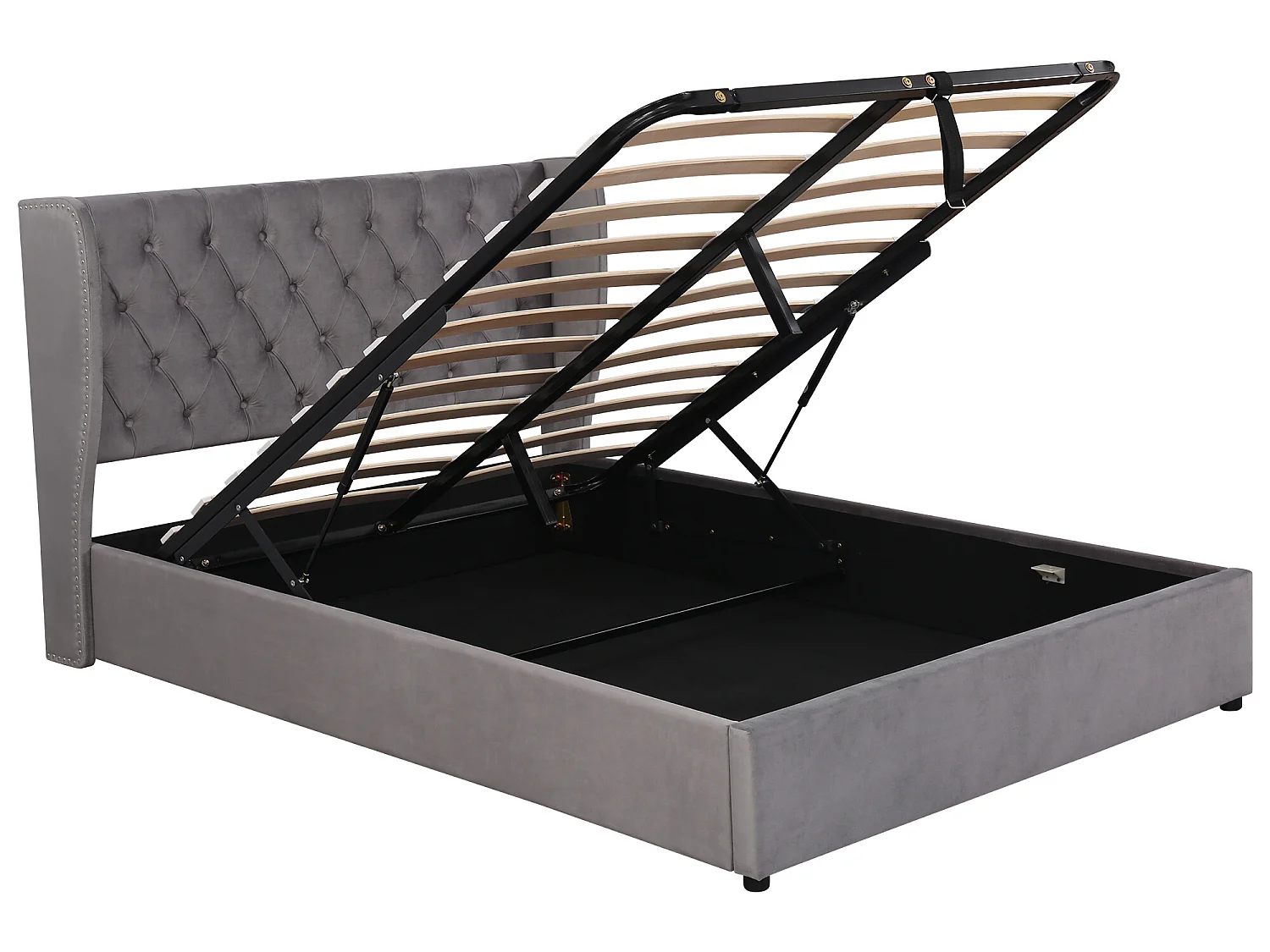 Lit coffre 140x200 cm - espace de rangement - Gris - Sweiko