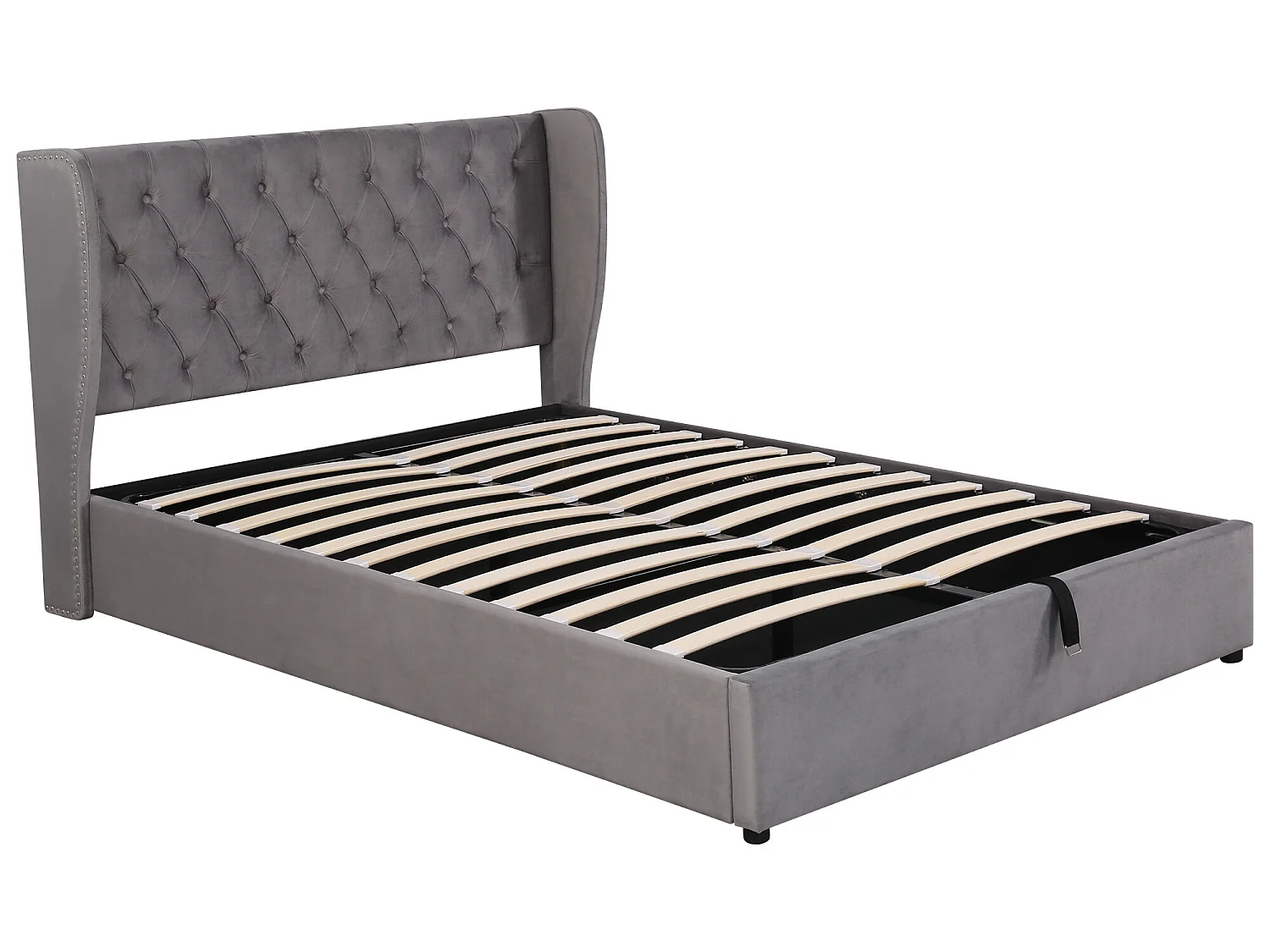 Lit coffre 140x200 cm - espace de rangement - Gris - Sweiko