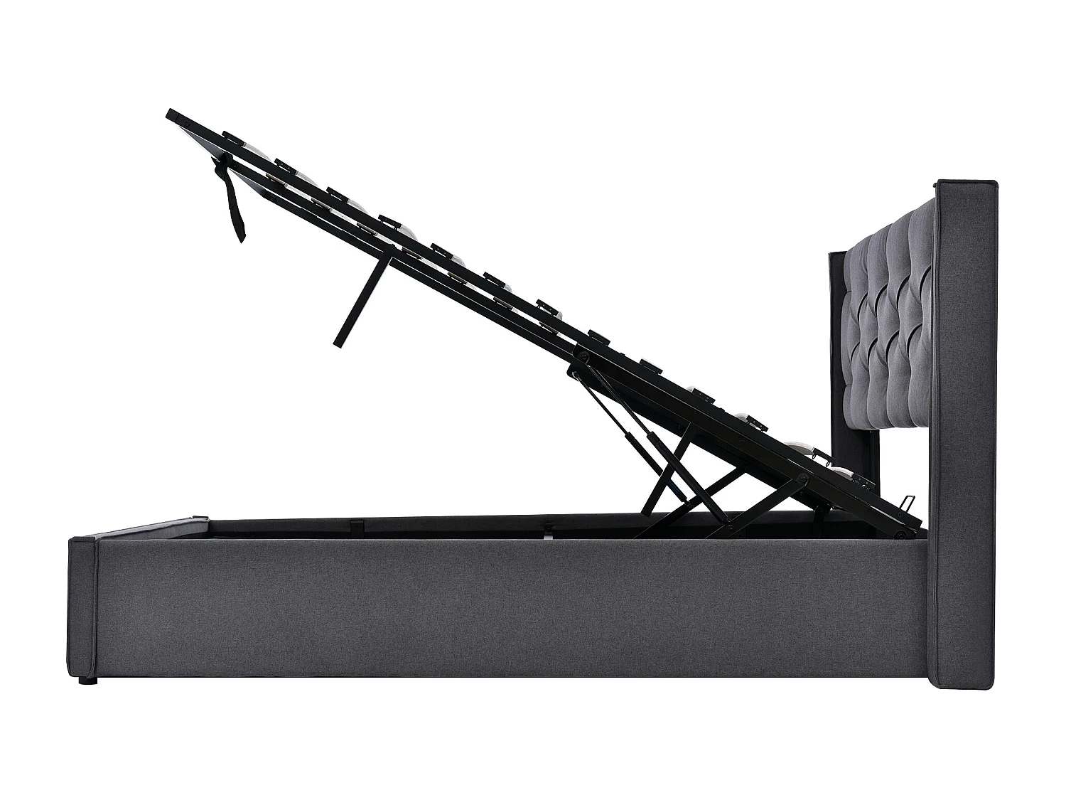 Lit coffre Hydraulique Lit - espace de rangement - Gris - 160x200 cm - Sweiko