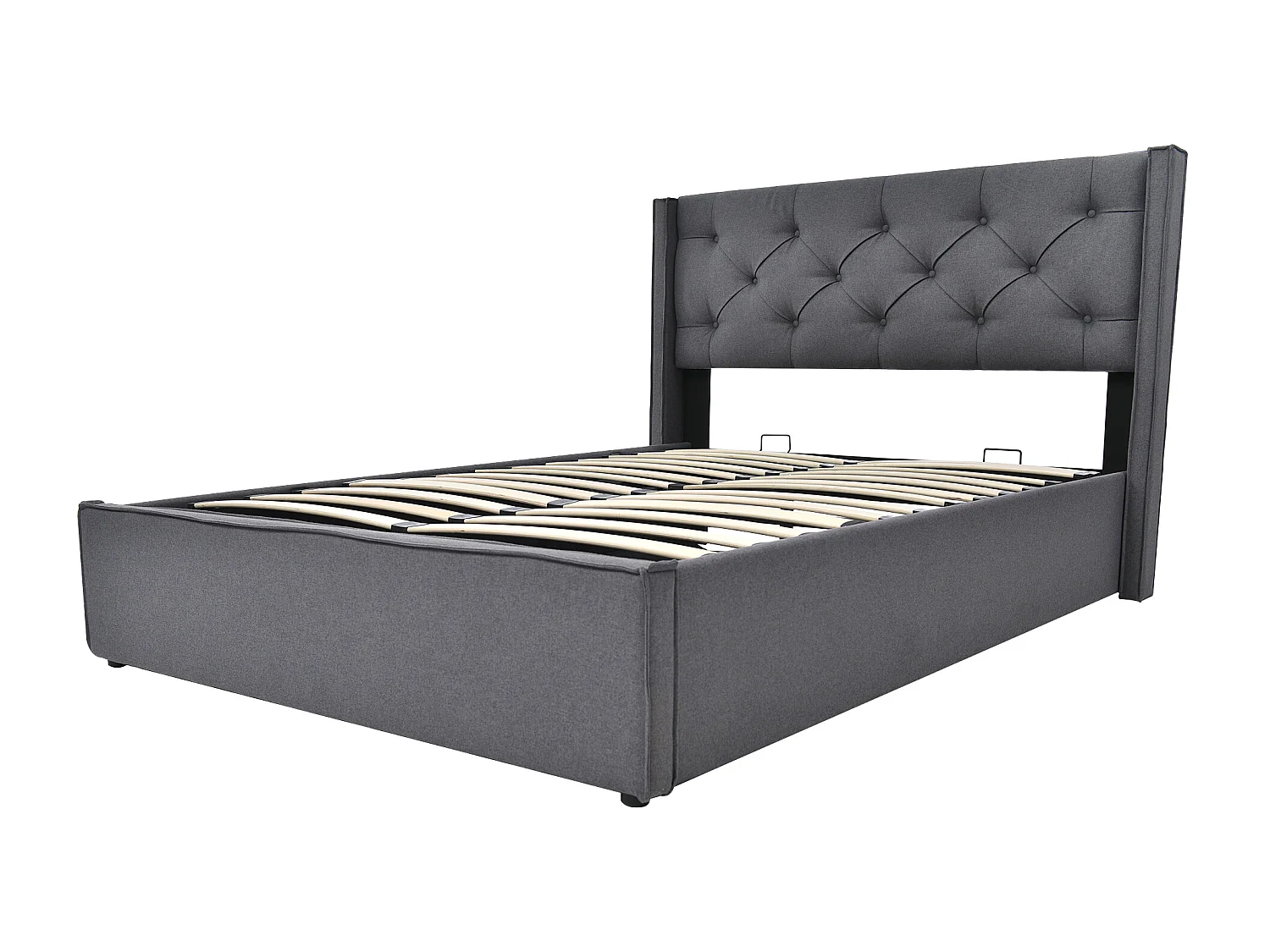 Lit coffre Hydraulique Lit - espace de rangement - Gris - 160x200 cm - Sweiko