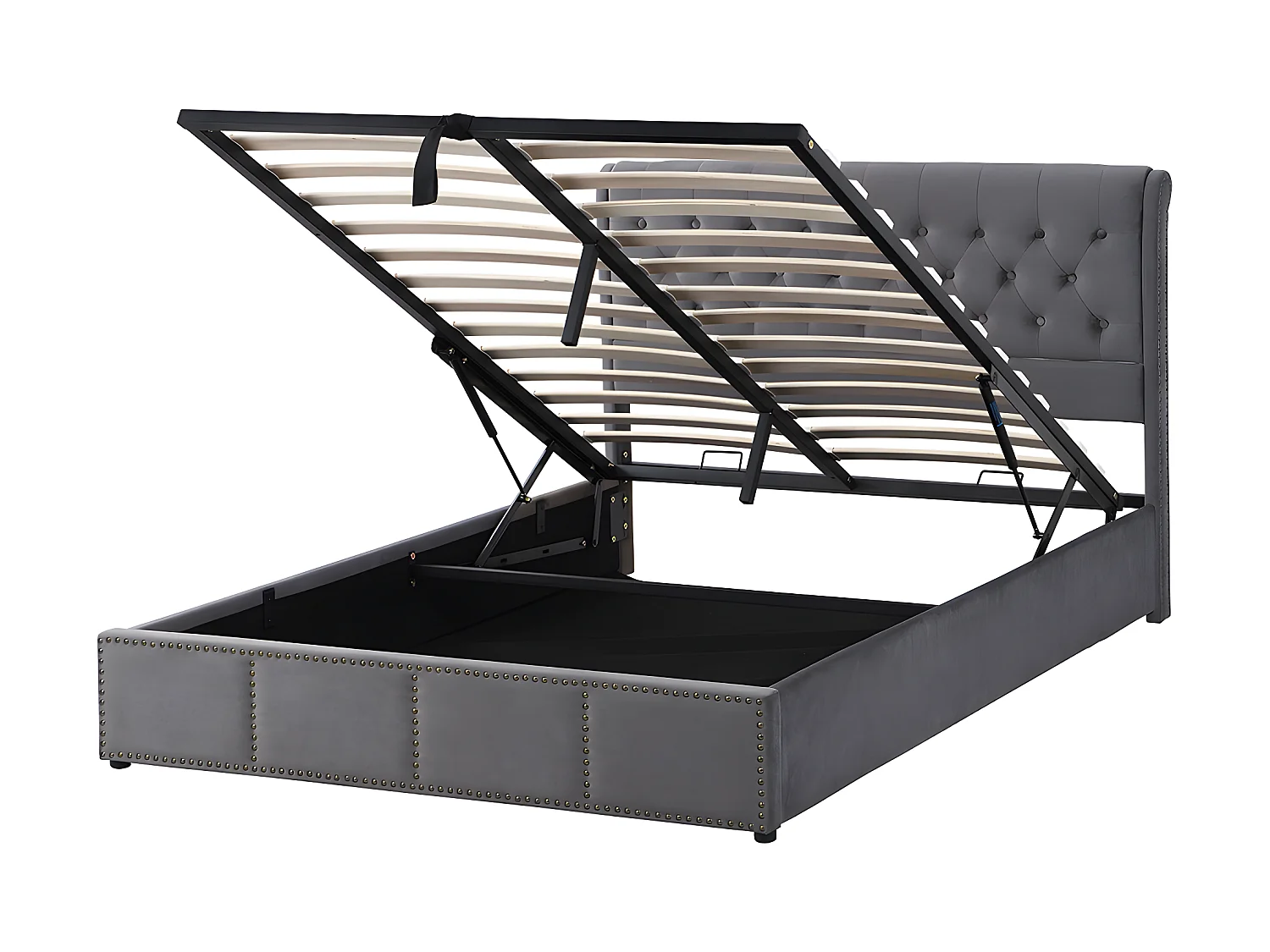 Lit coffre Lit 140 x 200 cm Lit rembourré - gris - Sweiko