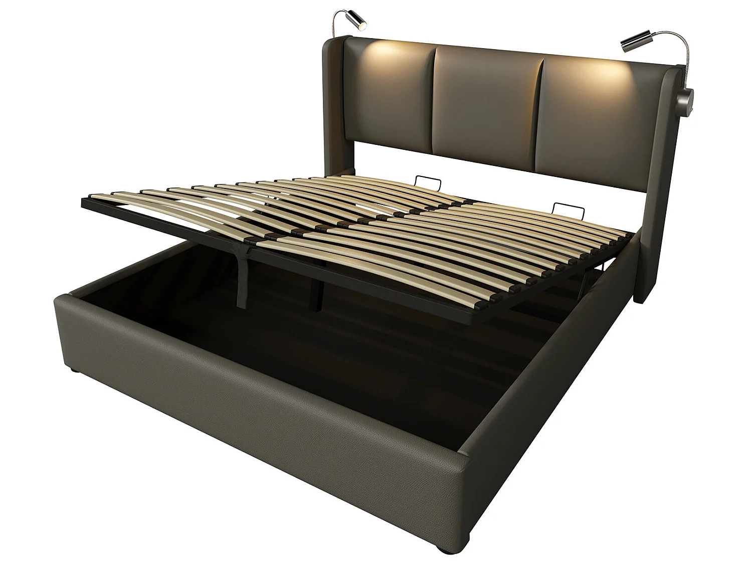 Lit coffre lit de rangement tiroirs cadre de lit - 160x200 cm Gris foncé - Sweiko