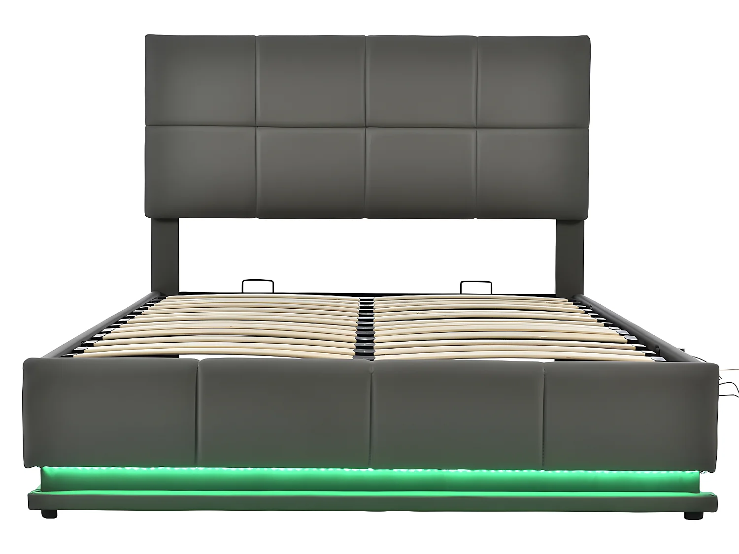 Lit coffre avec LED Tête de lit capitonnée - 140 x 200 cm - Sweiko
