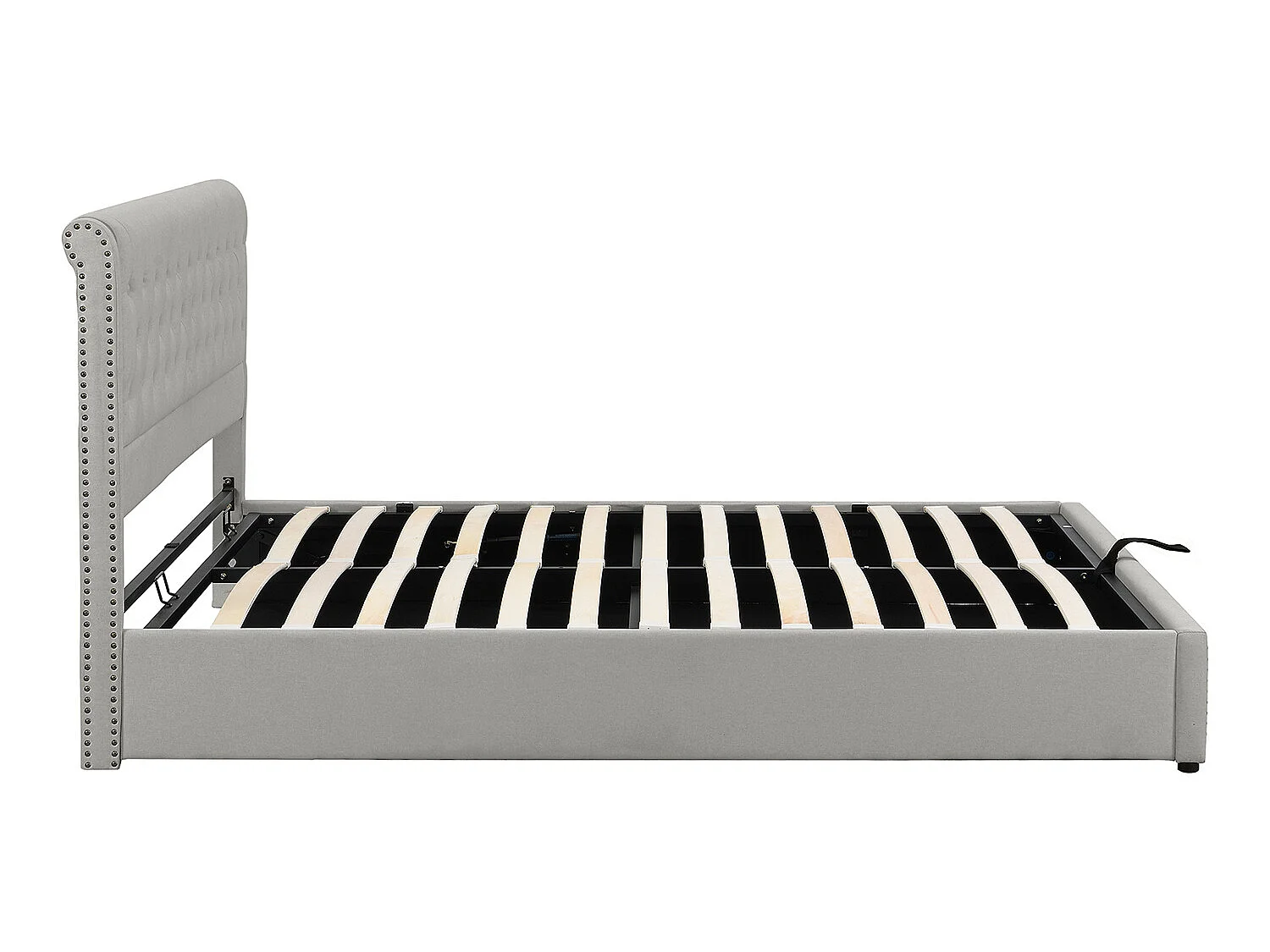 Lit coffre - 180x200cm - avec sommier à lattes - lin - gris - Sweiko