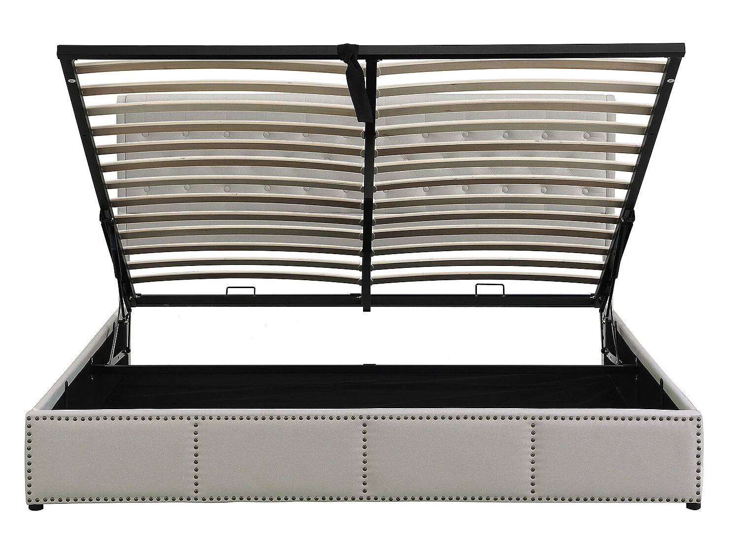 Lit coffre - 180x200cm - avec sommier à lattes - lin - gris - Sweiko