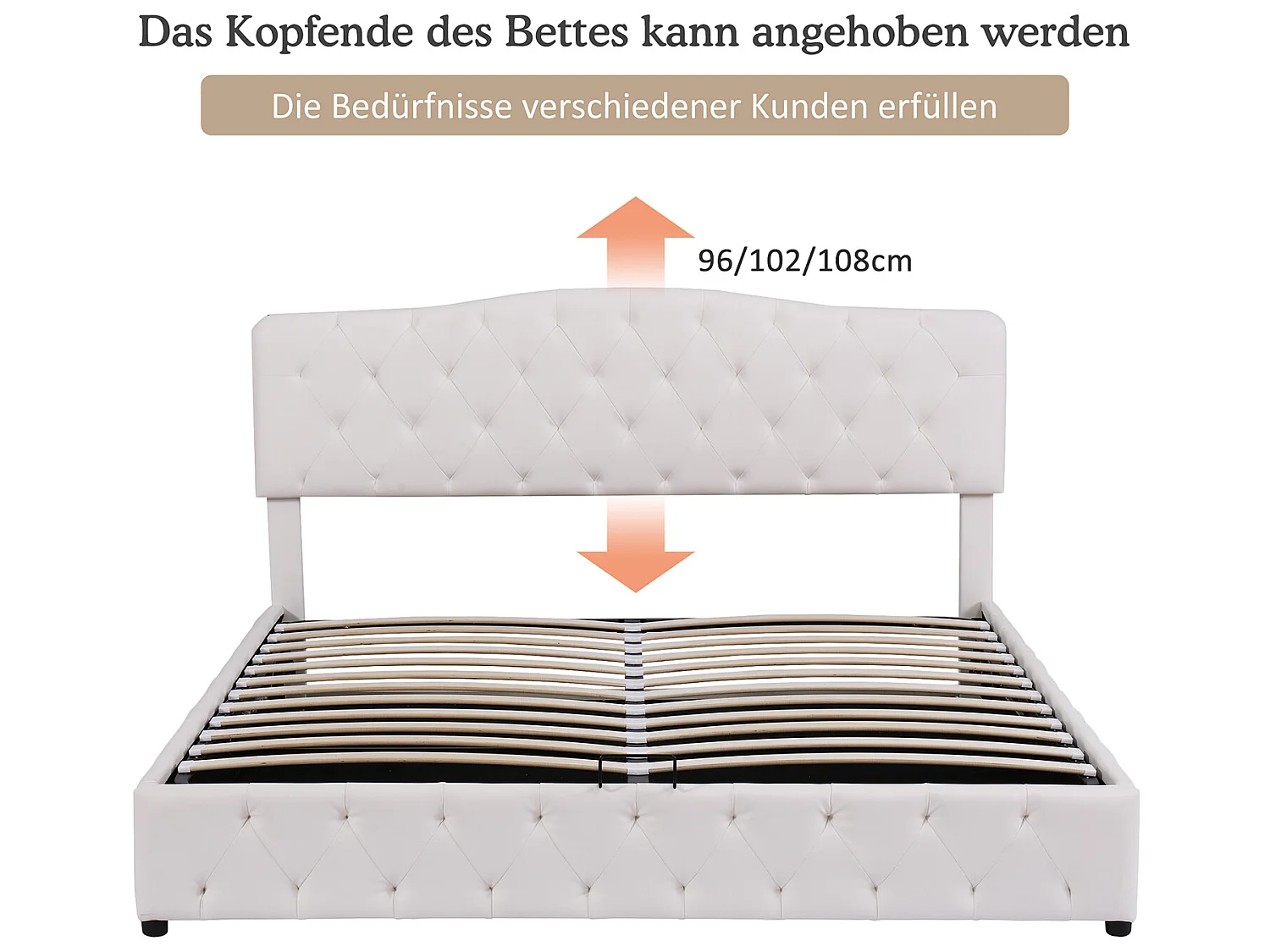 Lit coffre Lit rembourré 180x200 - PU blanc - Sweiko