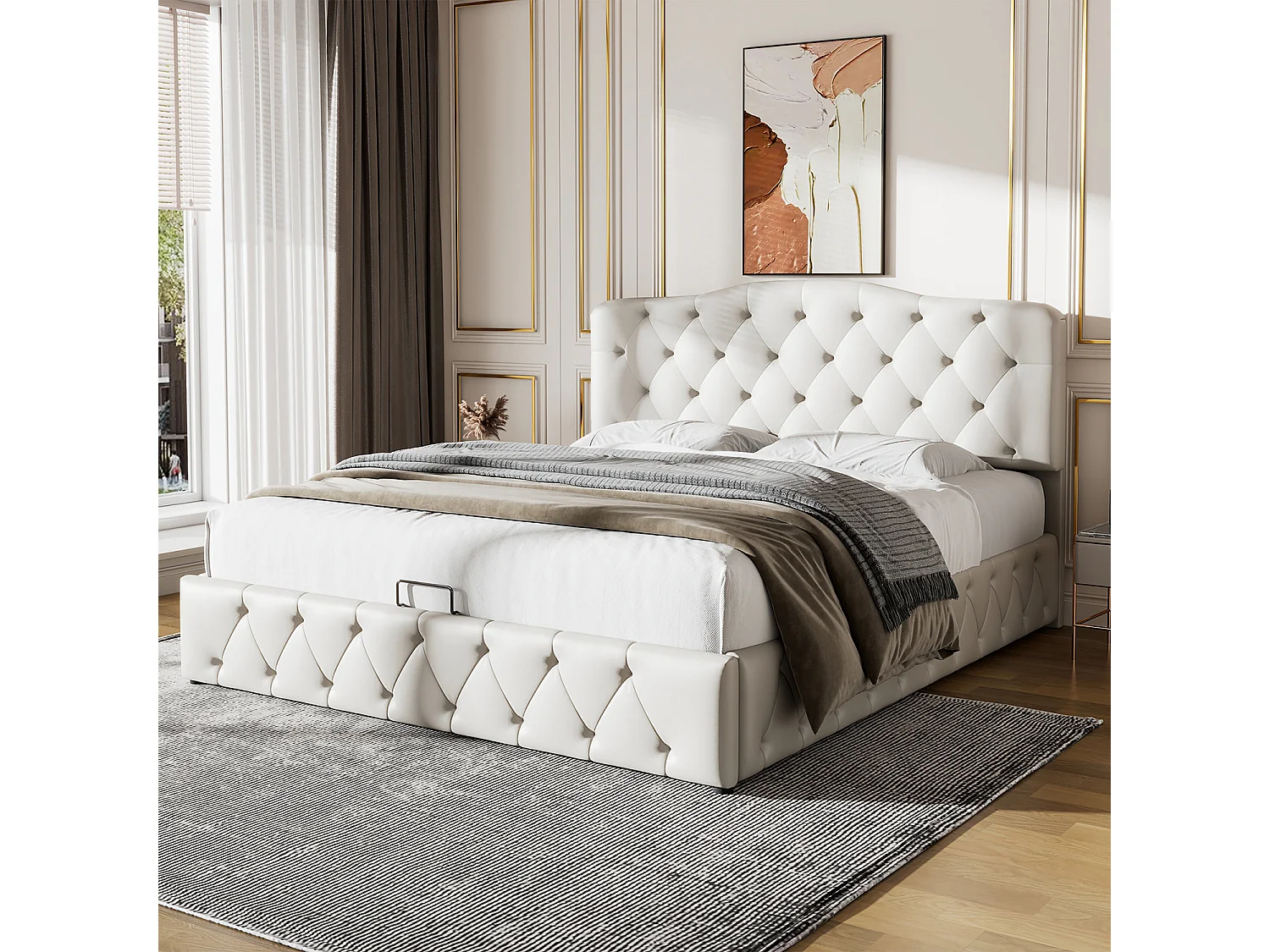 Lit coffre - 140 x 200cm - blanc - Sweiko