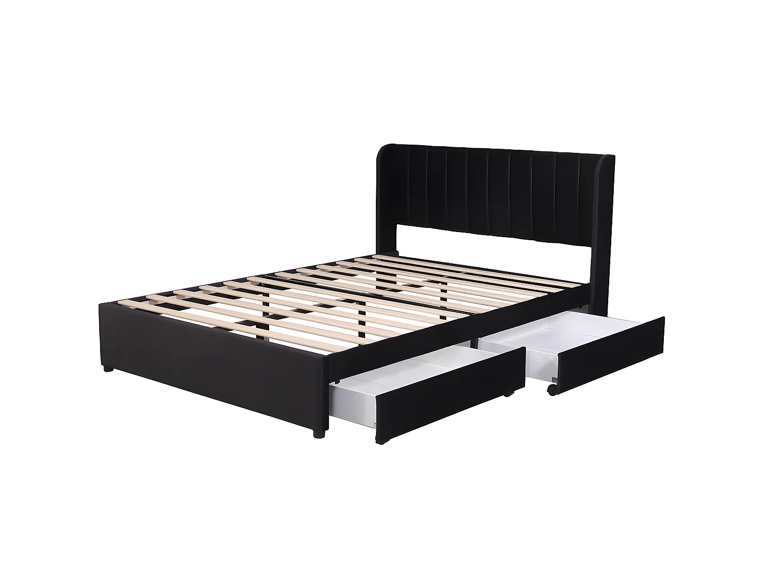 Lit coffre - 160 x 200 cm - avec sommier à lattes relevable - Gris - Sweiko