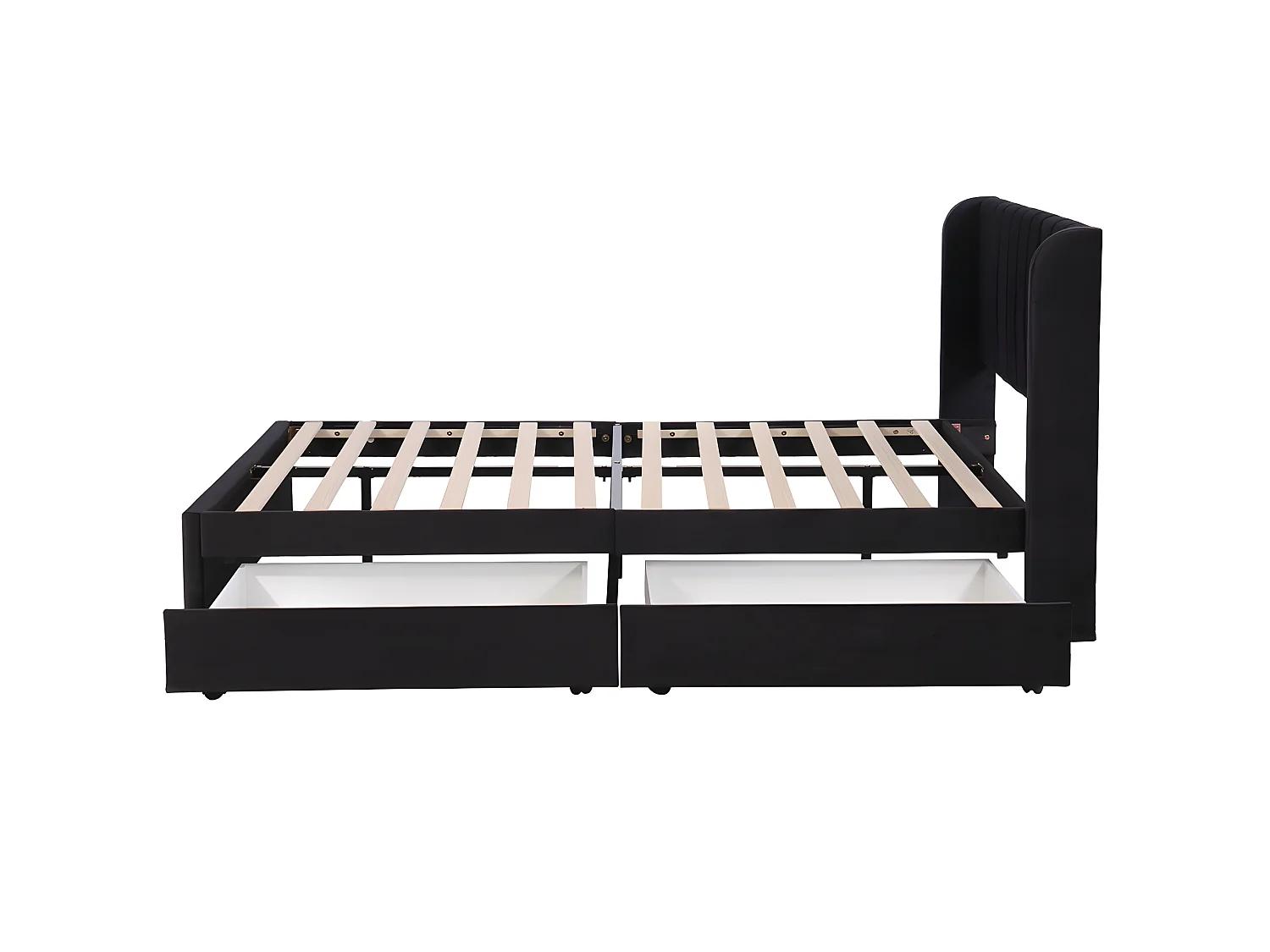 Lit coffre - 160 x 200 cm - avec sommier à lattes relevable - Gris - Sweiko