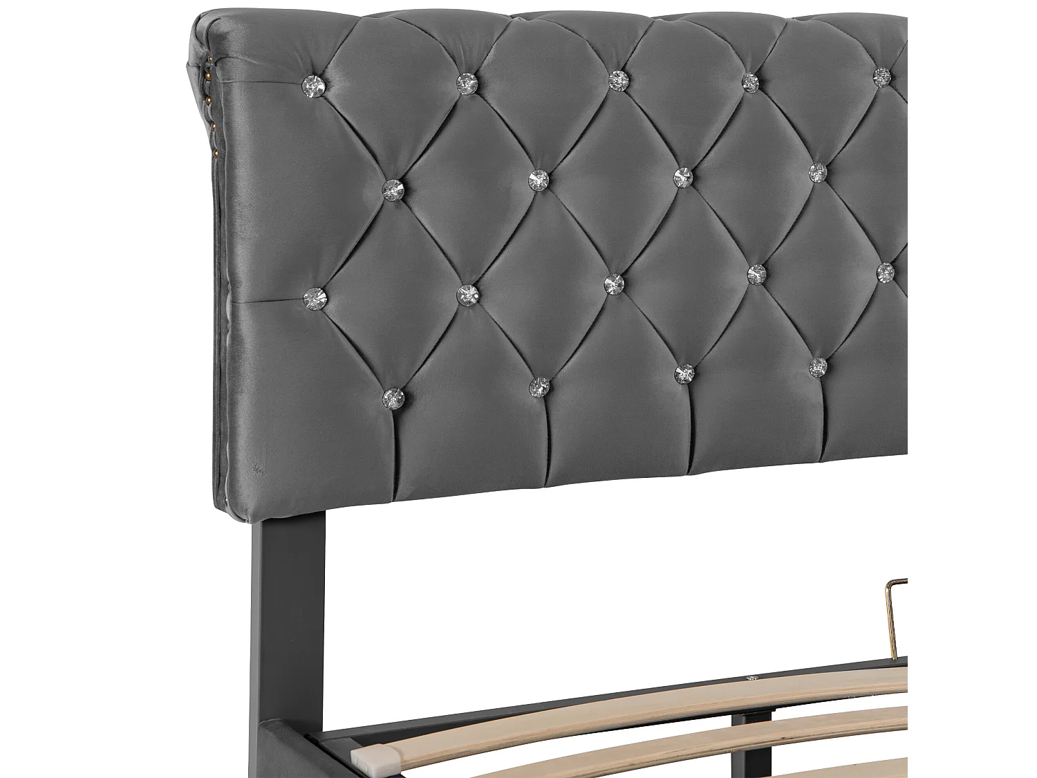 Lit coffre Lit double Euro - 140 x 200 cm Velours gris - Sweiko