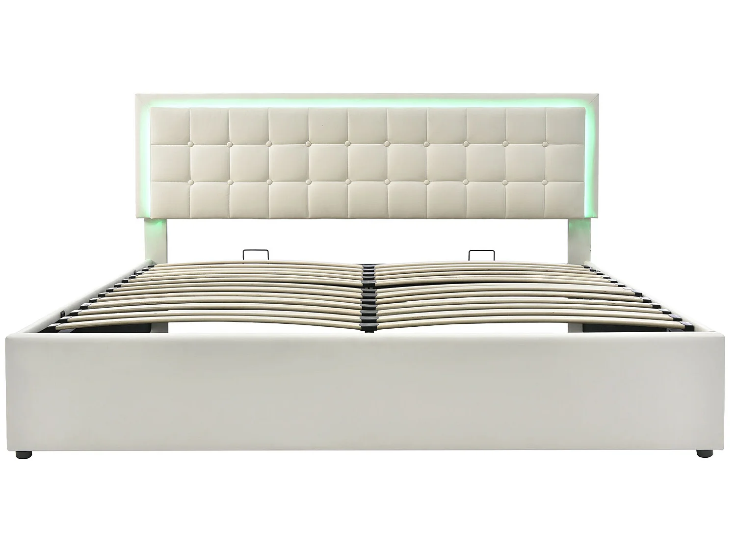 Lit coffre - Lit LED - avec espace de rangement - 180x200 cm - cuir Blanc - Sweiko