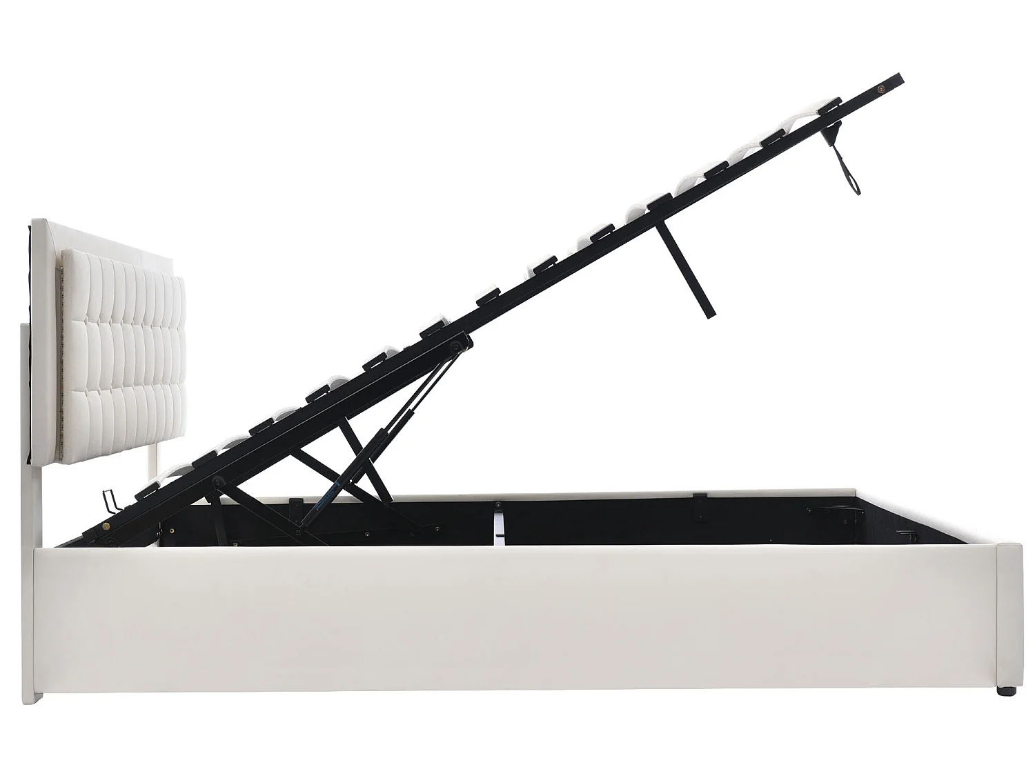 Lit coffre - Lit LED - avec espace de rangement - 180x200 cm - cuir Blanc - Sweiko