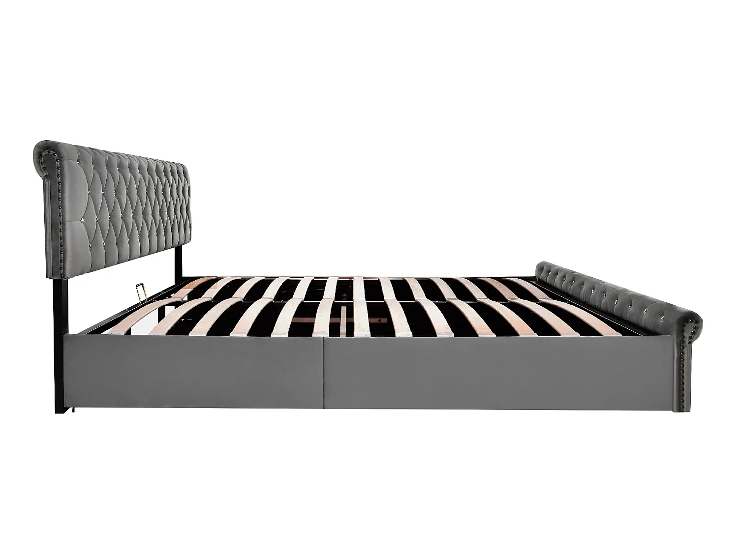 Lit coffre Lit pour adolescents - gris 180x200 avec sommier à lattes et tête de lit - Sweiko