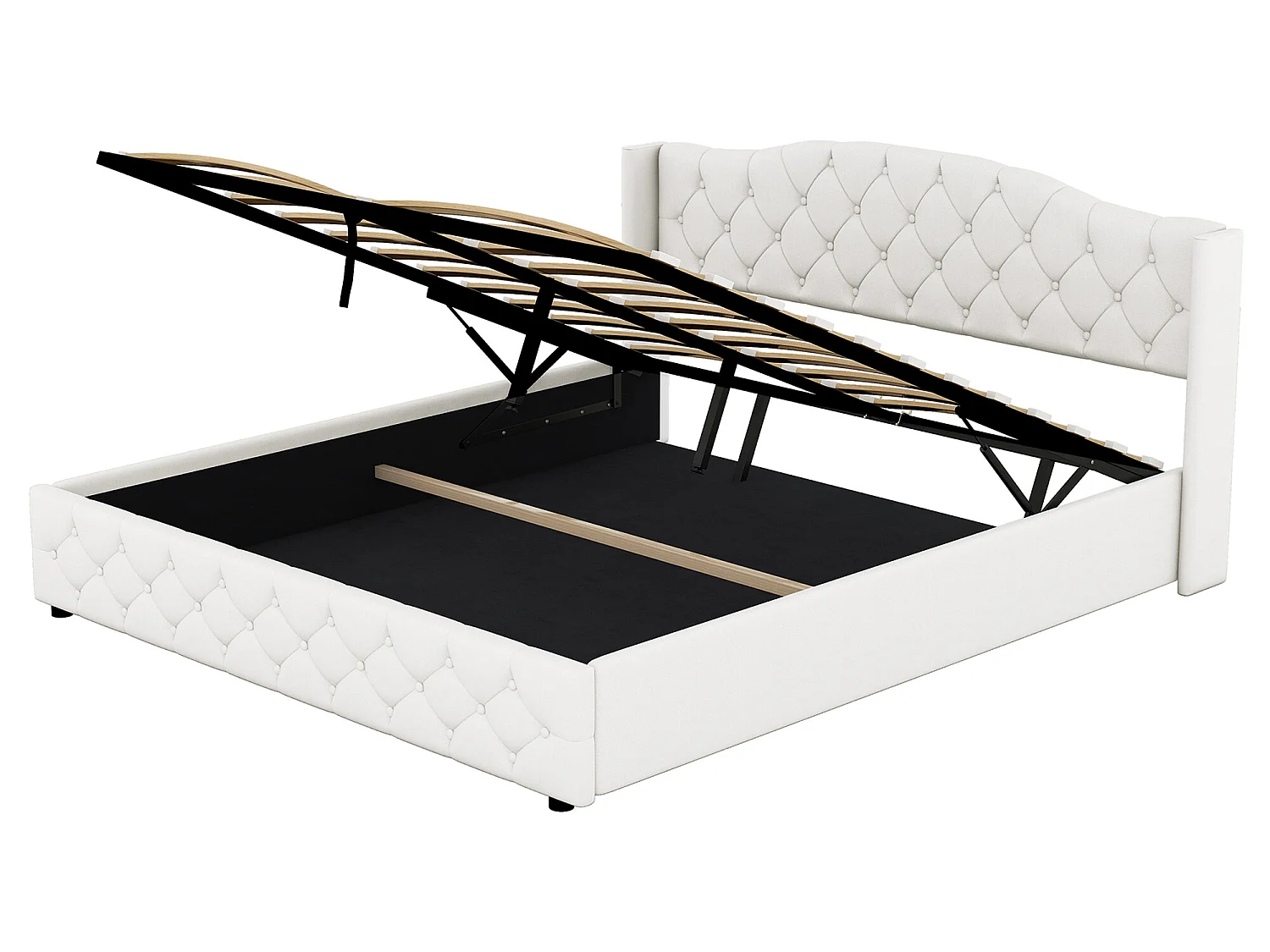 Lit coffre Lit 180 x 200 cm - avec rangement Blanc - Sweiko