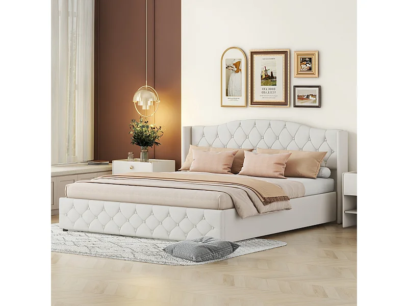 Lit coffre Lit 180 x 200 cm - avec rangement Blanc - Sweiko