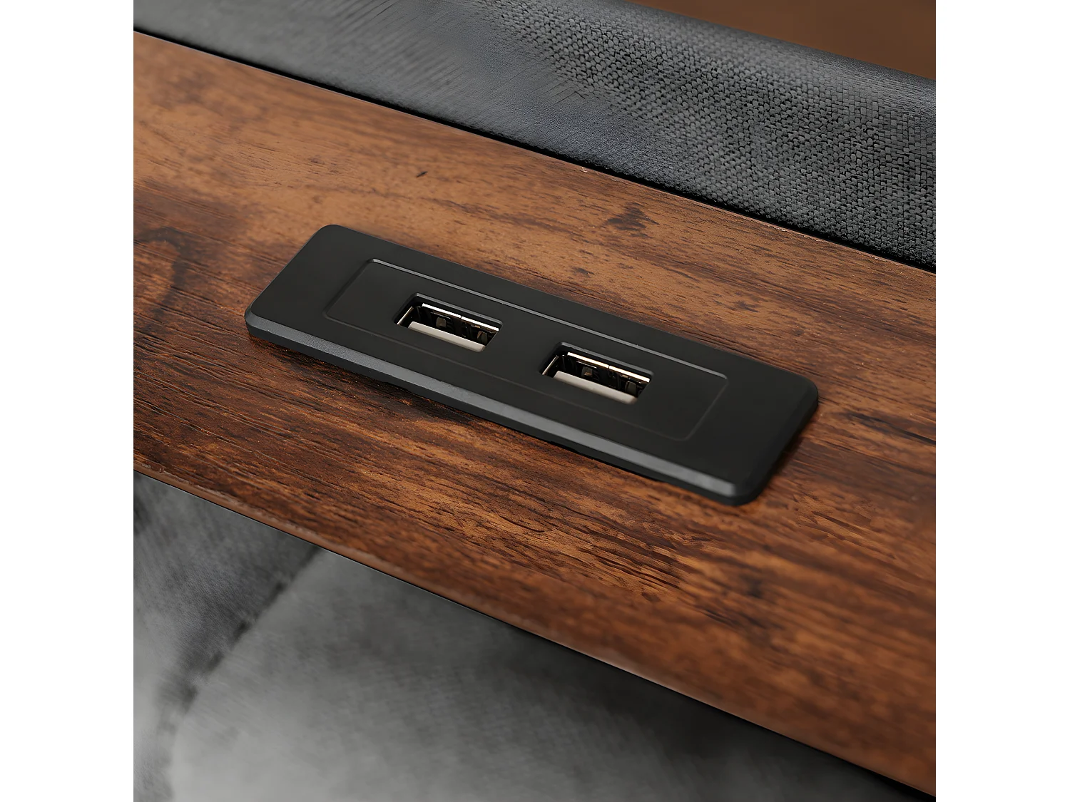 Lit coffre avec chargeur USB et LED - 160 x 200 cm - Beige - Sweiko