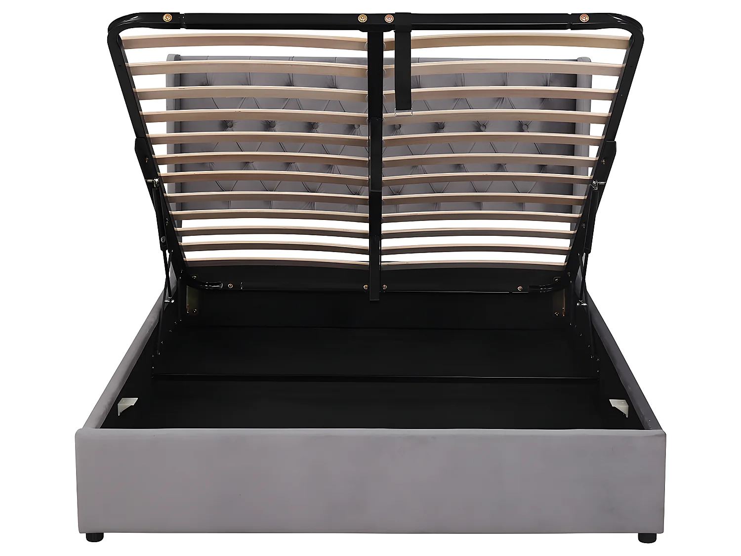 Lit coffre - 140 x 190 cm - avec sommier à lattes relevable - Gris - Sweiko