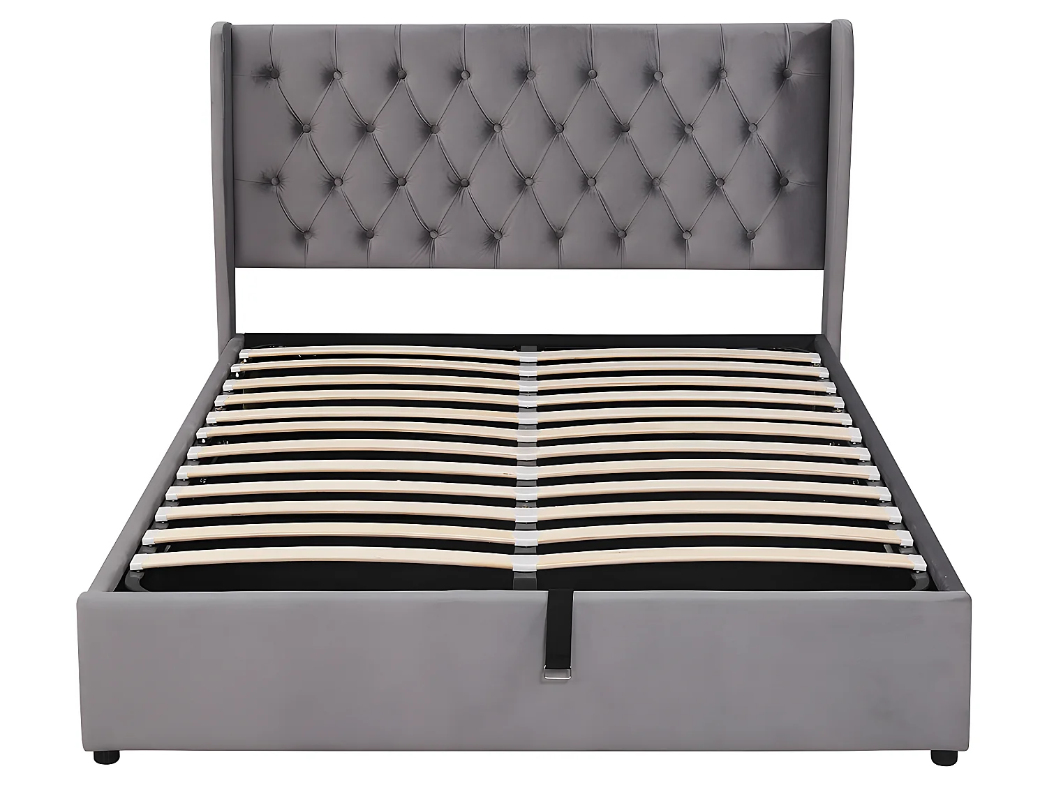 Lit coffre - 140 x 190 cm - avec sommier à lattes relevable - Gris - Sweiko