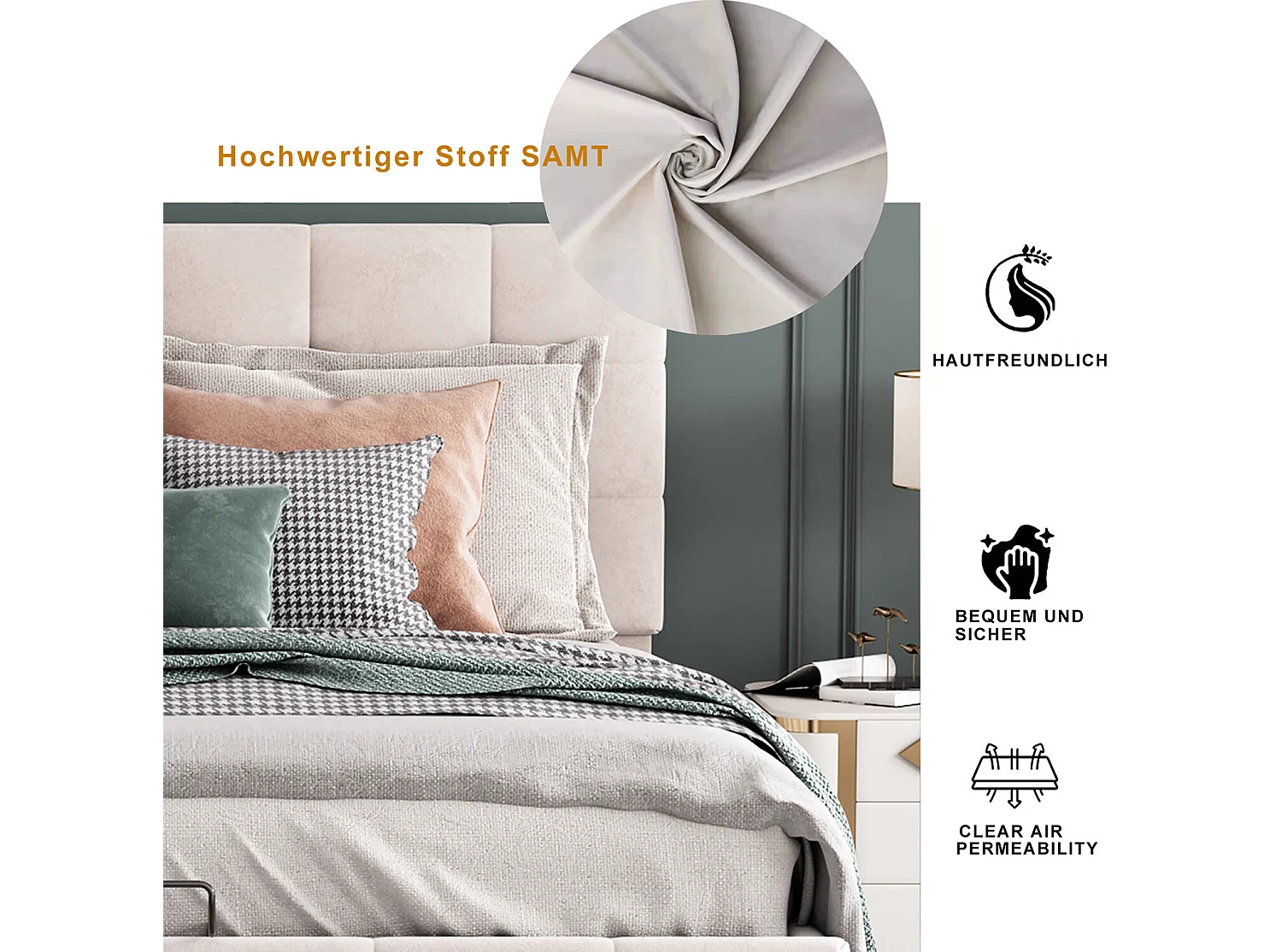 Lit coffre 140x200 cm - avec élévation hydraulique lit de rangement - blanc crème - Sweiko