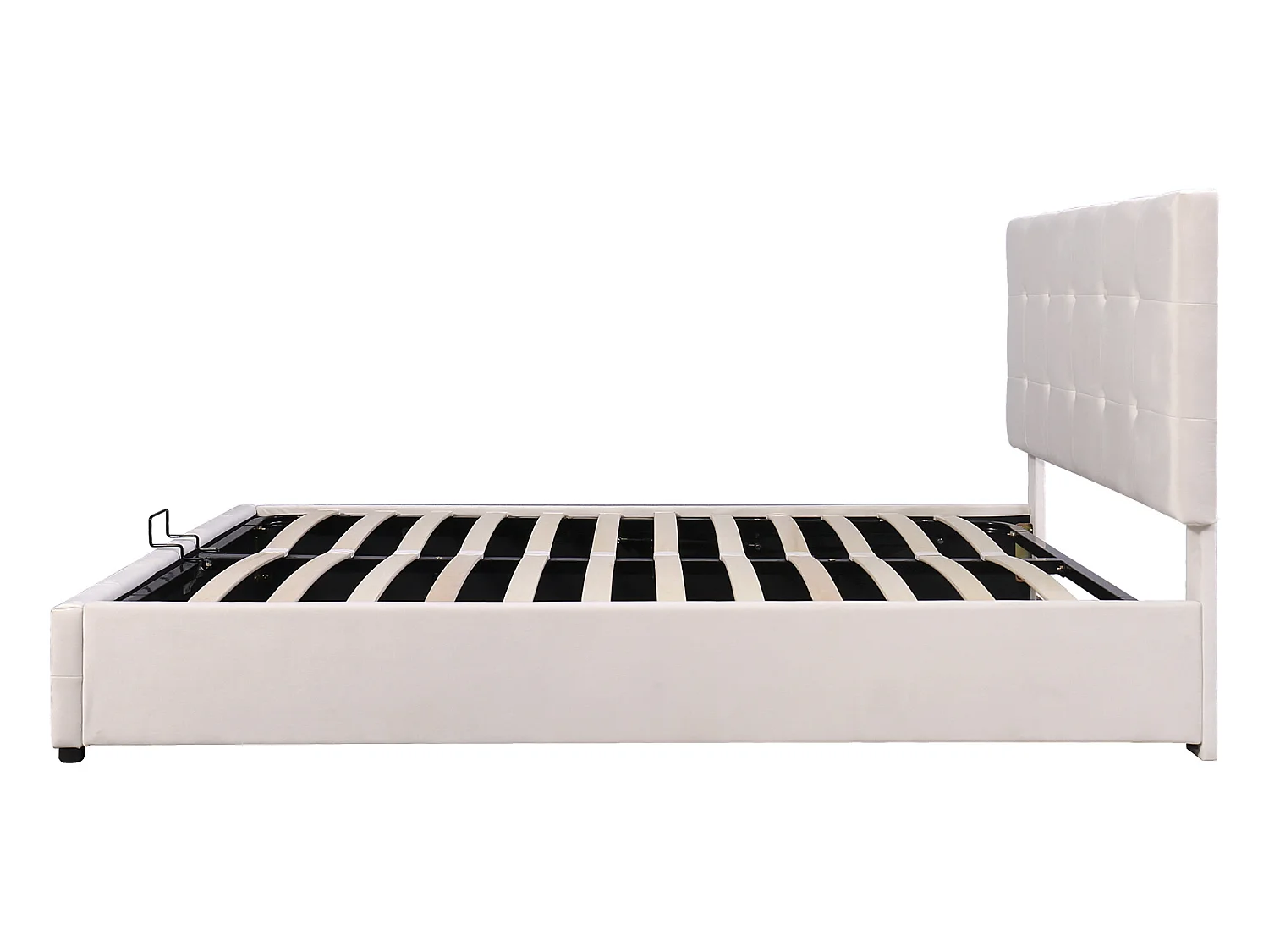 Lit coffre 140x200 cm - avec élévation hydraulique lit de rangement - blanc crème - Sweiko