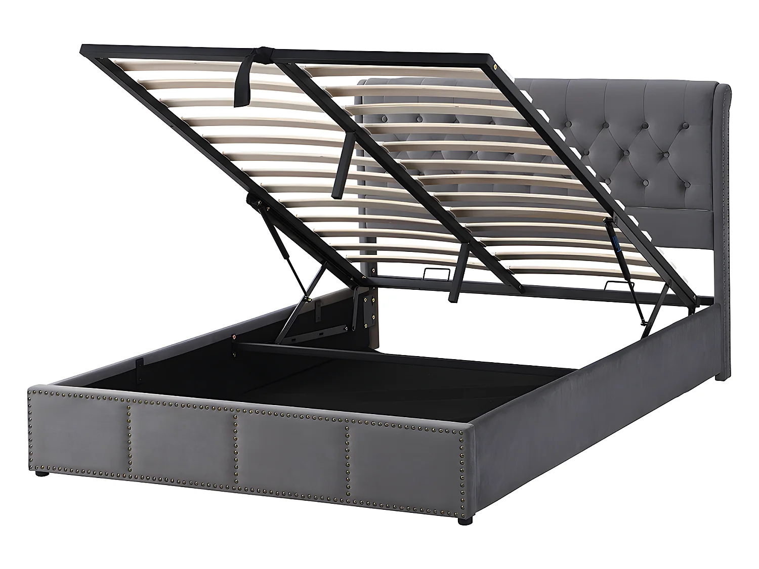 Lit coffre Lit 140 x 200 cm Lit rembourré - gris- Sweiko