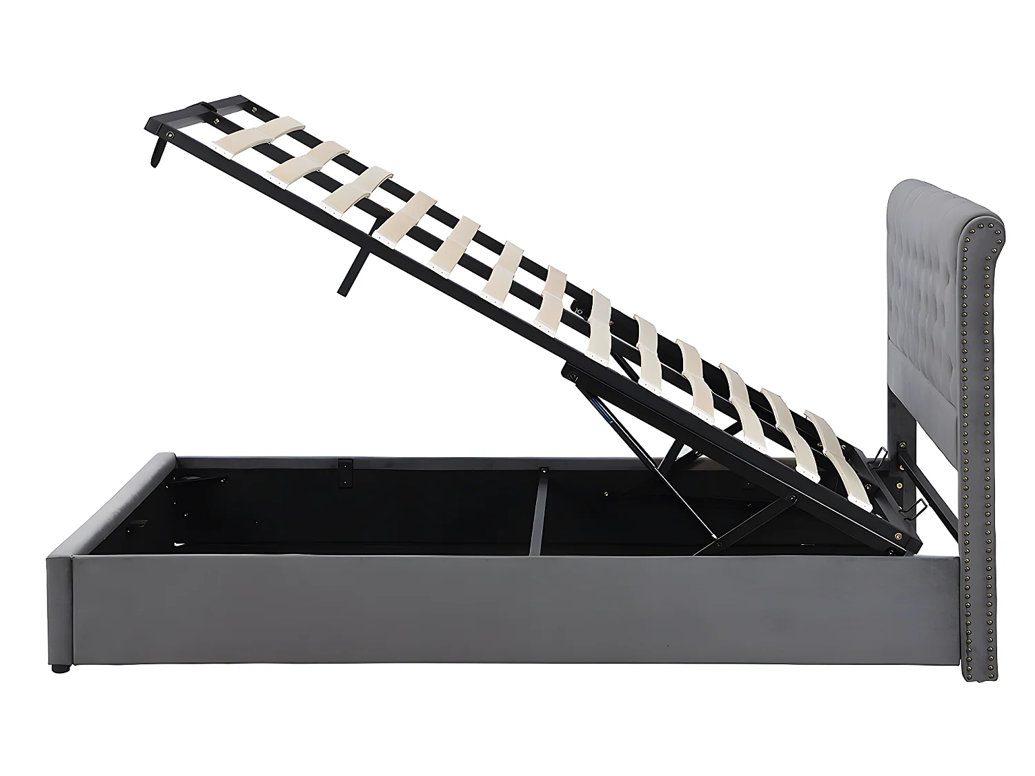 Lit coffre Lit 140 x 200 cm Lit rembourré - gris- Sweiko