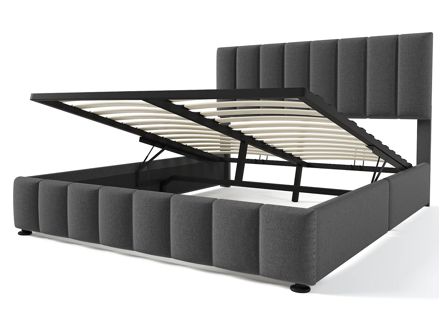 Lit coffre 140x200cm Tête de lit réglable Cadre métallique Sommier - Sweiko