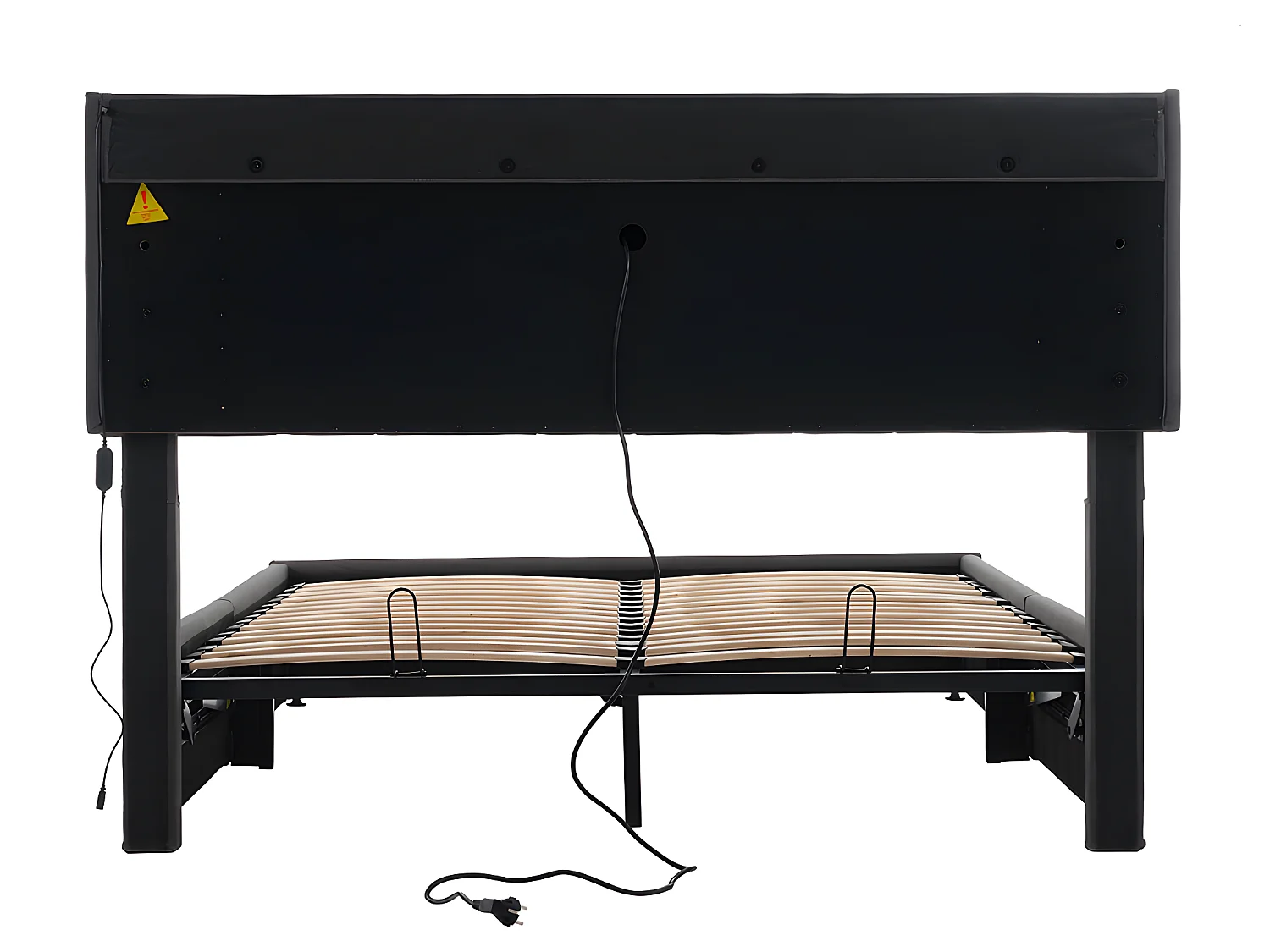 Lit coffre adulte capitonnée - 160 x 200 cm station de charge USB - chevets intégrés avec LED - Gris - Sweiko