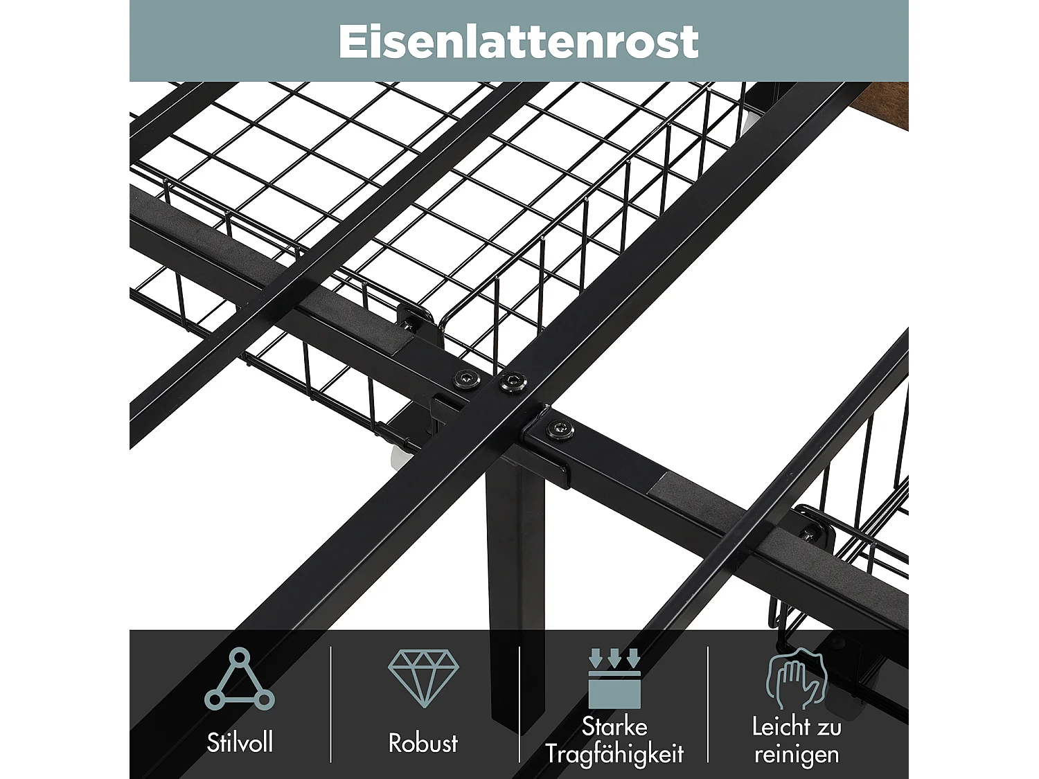 Lit coffre avec tiroirs - 140x200cm - avec LED- Marron - Sweiko