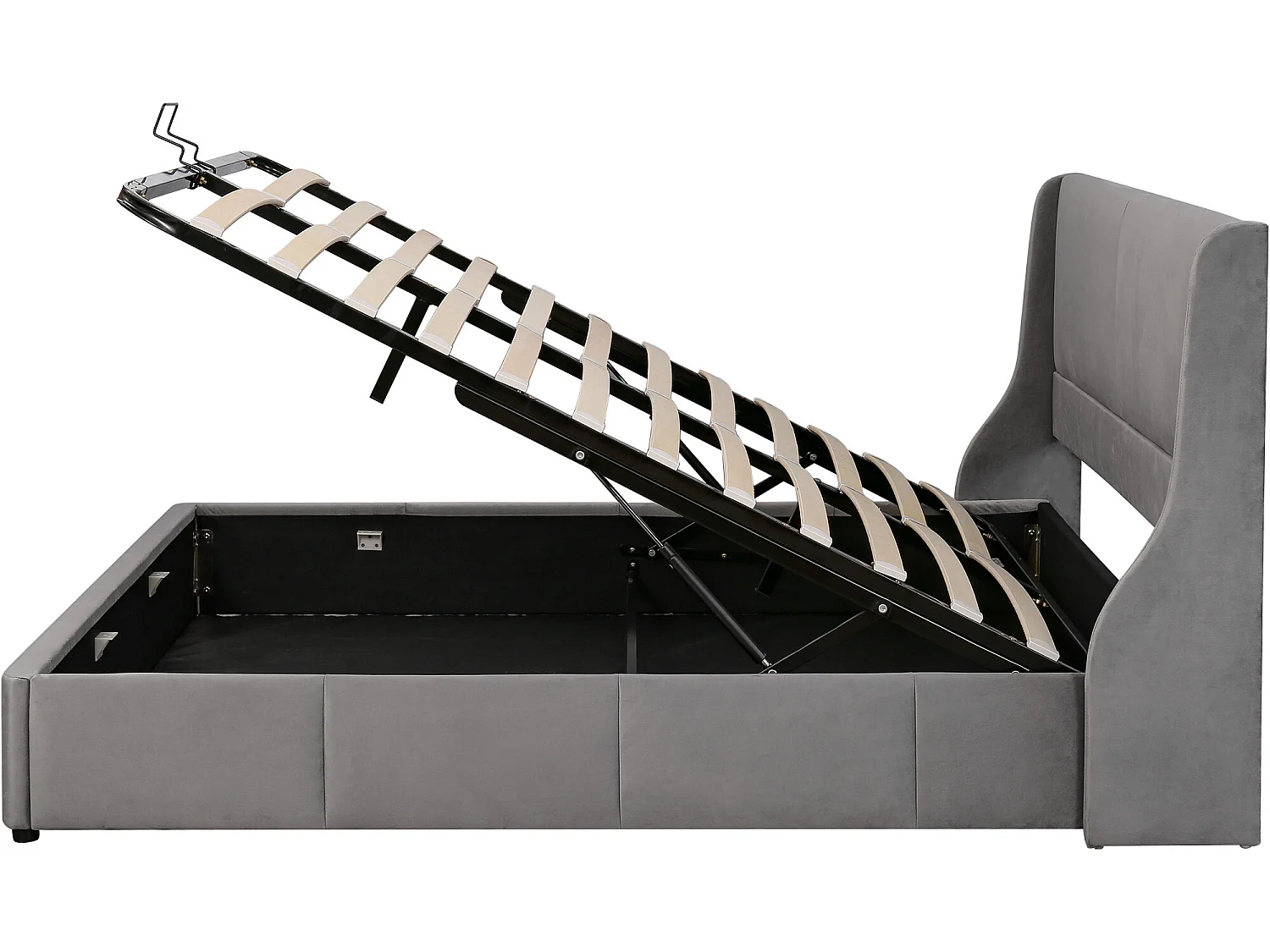 Lit coffre lit double lit fonctionnel hydraulique 180 x 200 - gris - Sweiko