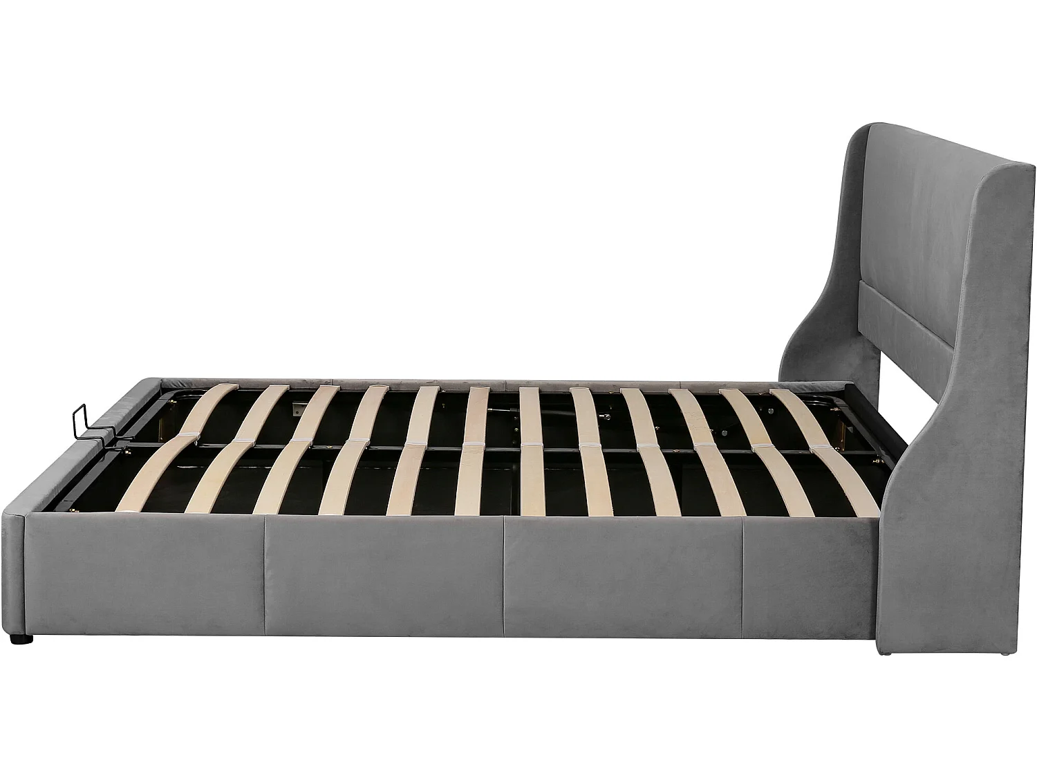 Lit coffre lit double lit fonctionnel hydraulique 180 x 200 - gris - Sweiko