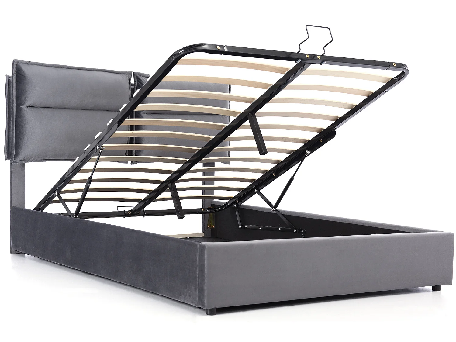 Lit coffre - 140x200cm Cadre de lit moderne en velours - gris (matelas inclus) - Sweiko