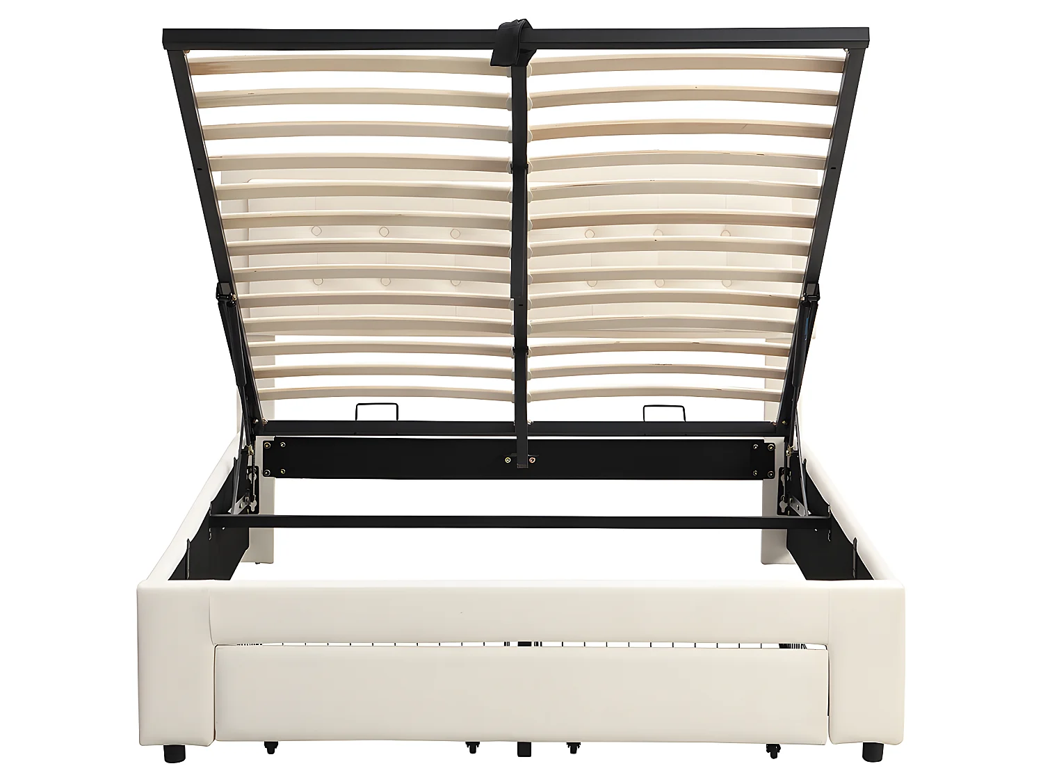 Lit coffre - 140 x 200 cm - avec 2 tiroirs sommier à lattes relevable - gris - Sweiko