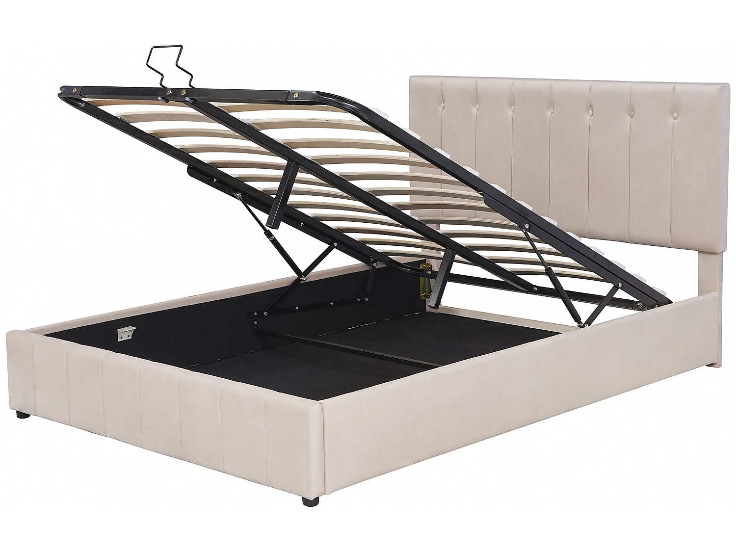 Lit coffre  Lit rembourré 140x200 lit double avec rangement - beige foncé - Sweiko