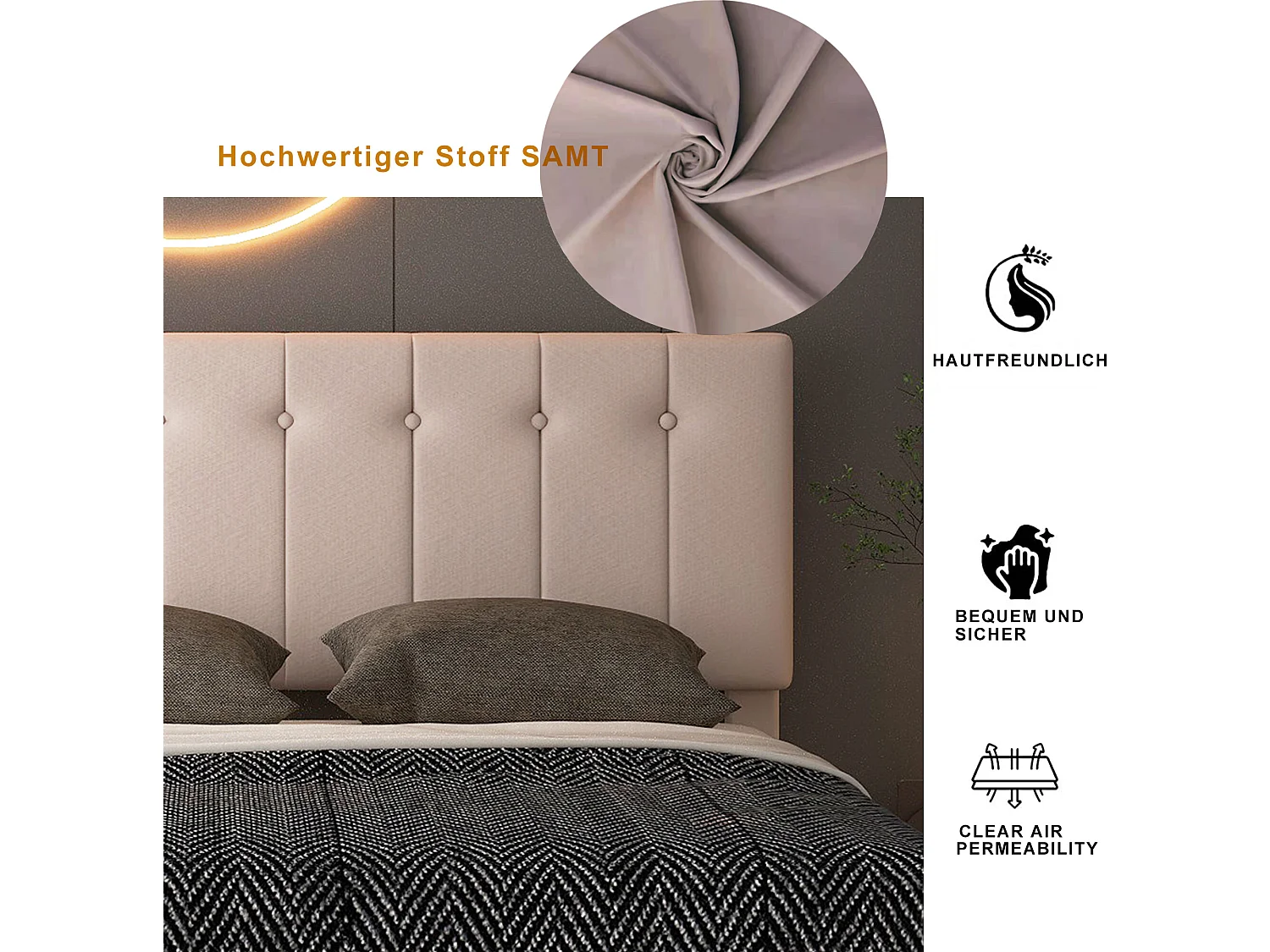 Lit coffre  Lit rembourré 140x200 lit double avec rangement - beige foncé - Sweiko