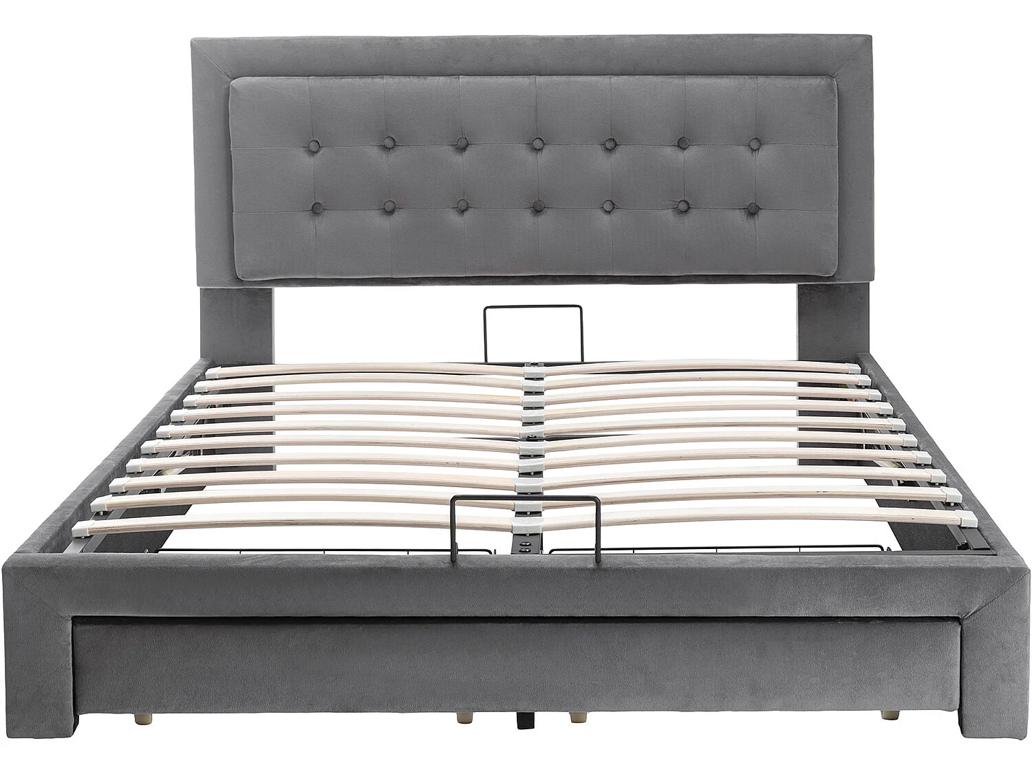 Lit coffre 140 x 200 cm Lit avec armoire et tiroirs - espace de rangement - gris - Sweiko