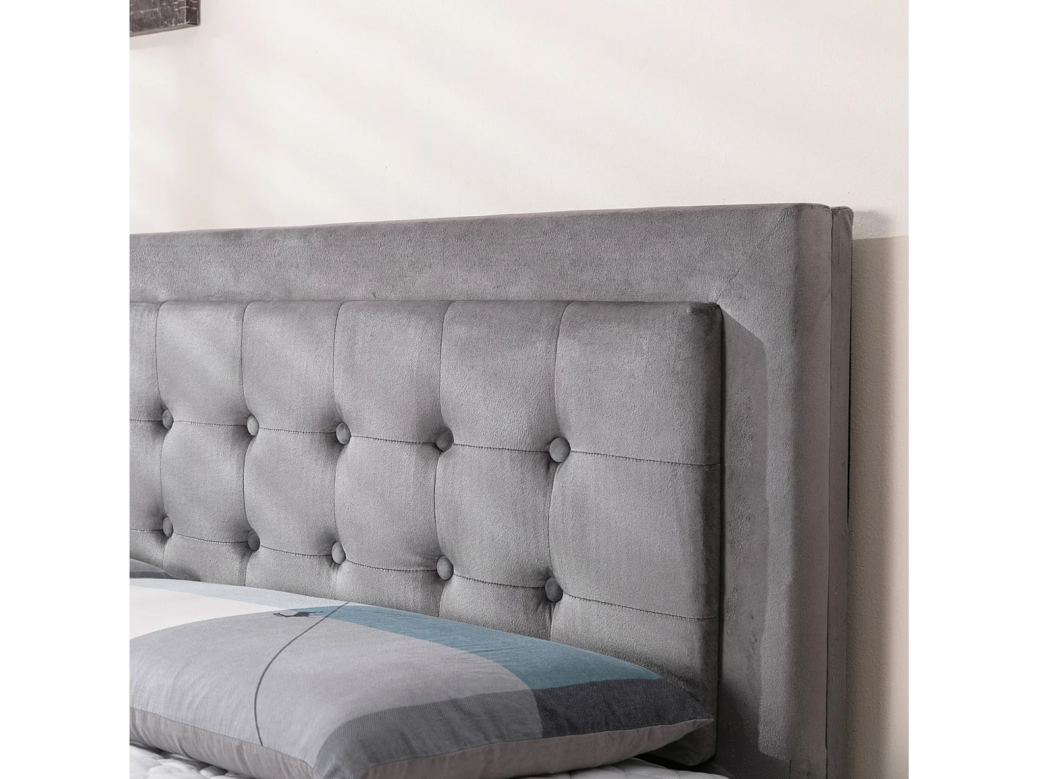 Lit coffre 140 x 200 cm Lit avec armoire et tiroirs - espace de rangement - gris - Sweiko